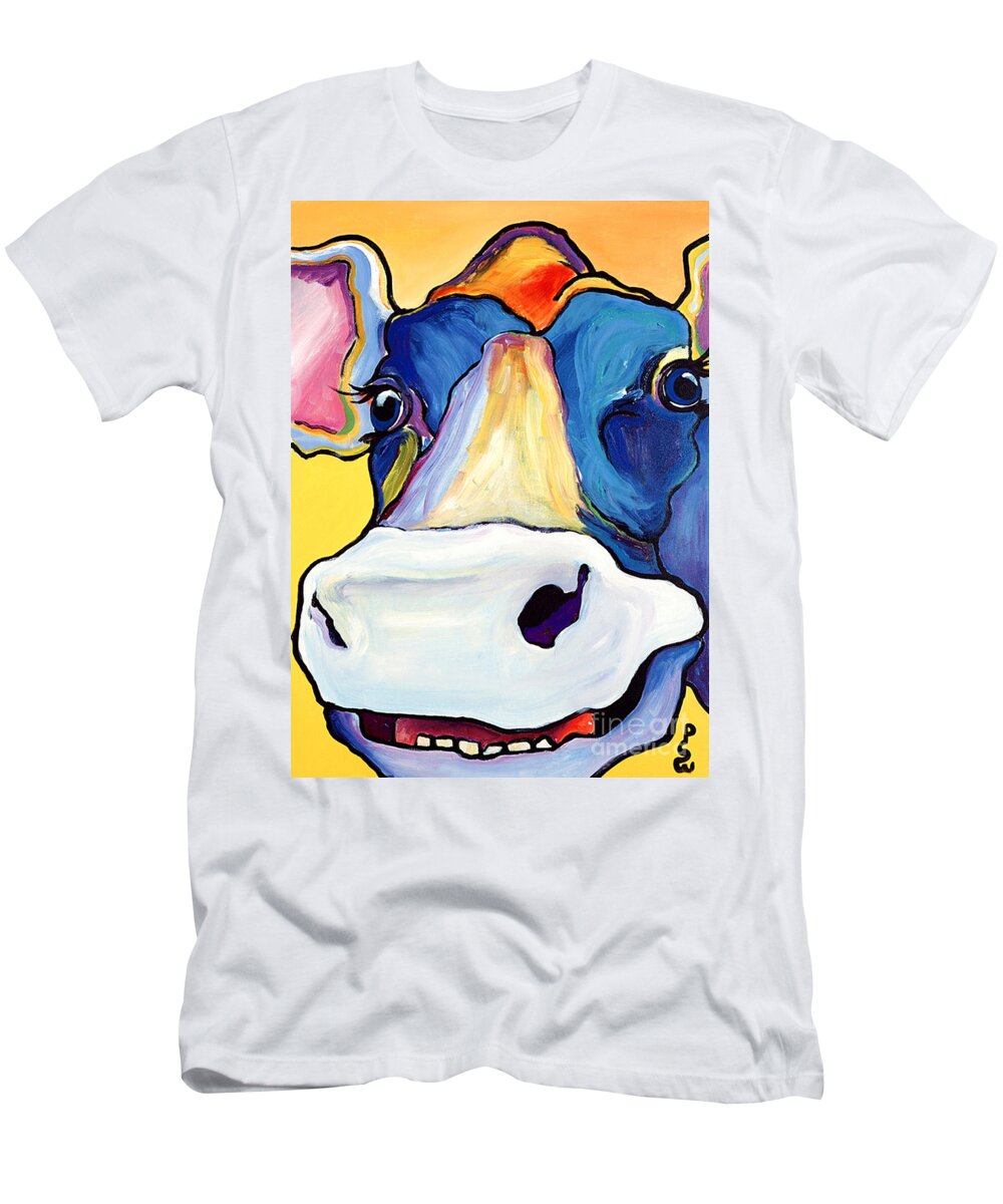 Cow Print T-Shirt featuring the painting Dairy Queen I  by Pat Saunders-White