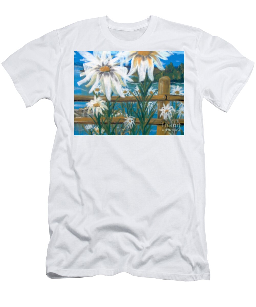 Flowers T-Shirt featuring the painting Daisy Dance by Saundra Johnson