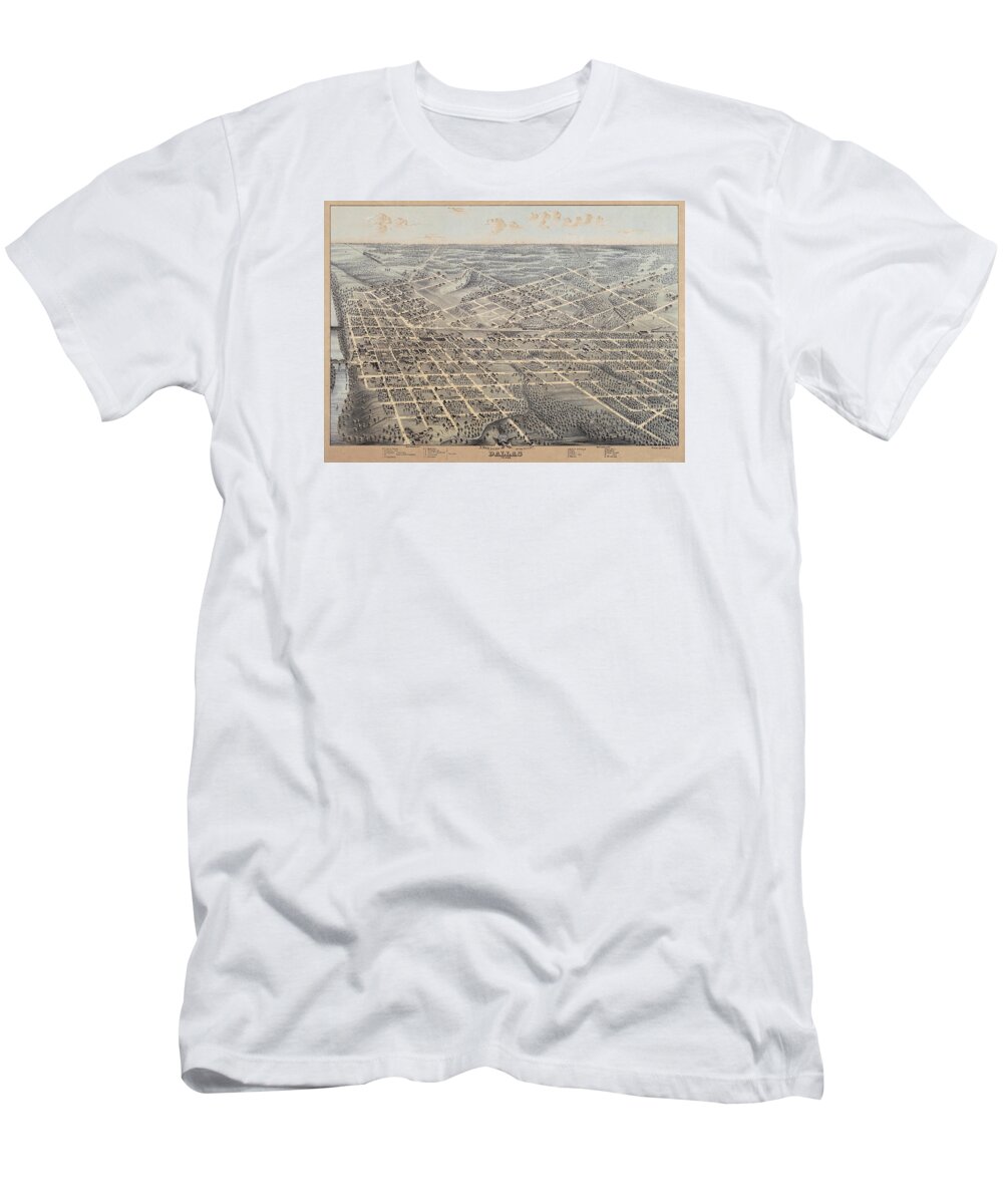 Texas T-Shirt featuring the digital art Dallas 1872 by Herman Brosius by Texas Map Store
