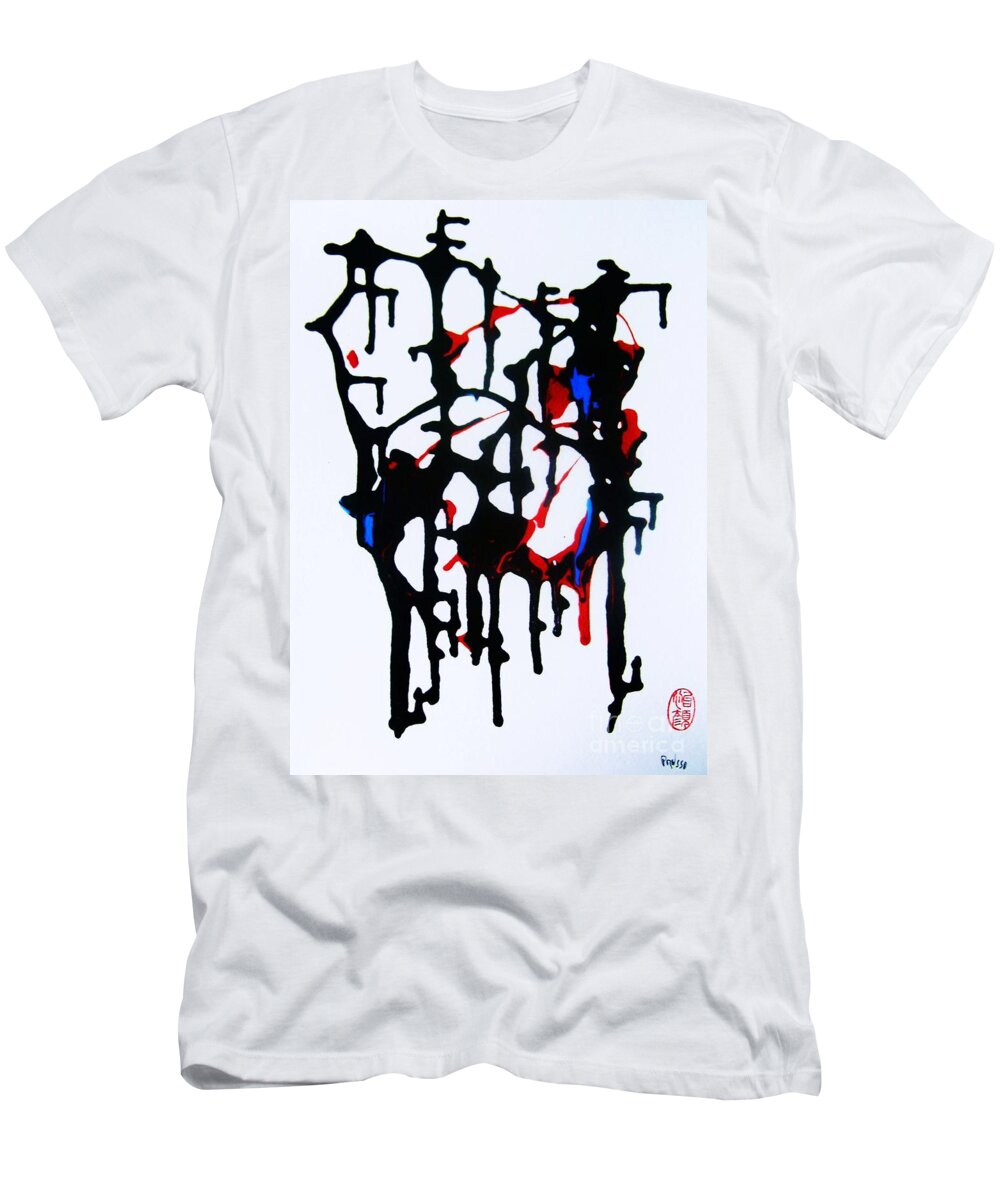 Abstract T-Shirt featuring the painting Dancing rhythm by Thea Recuerdo