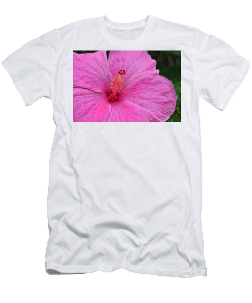 Flower T-Shirt featuring the photograph Dark Pink Hibiscus 1 by Amy Fose