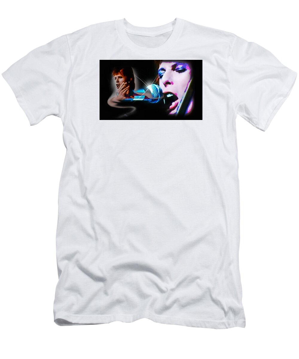 David Bowie T-Shirt featuring the photograph David Bowie - Jean Genie by Glenn Feron
