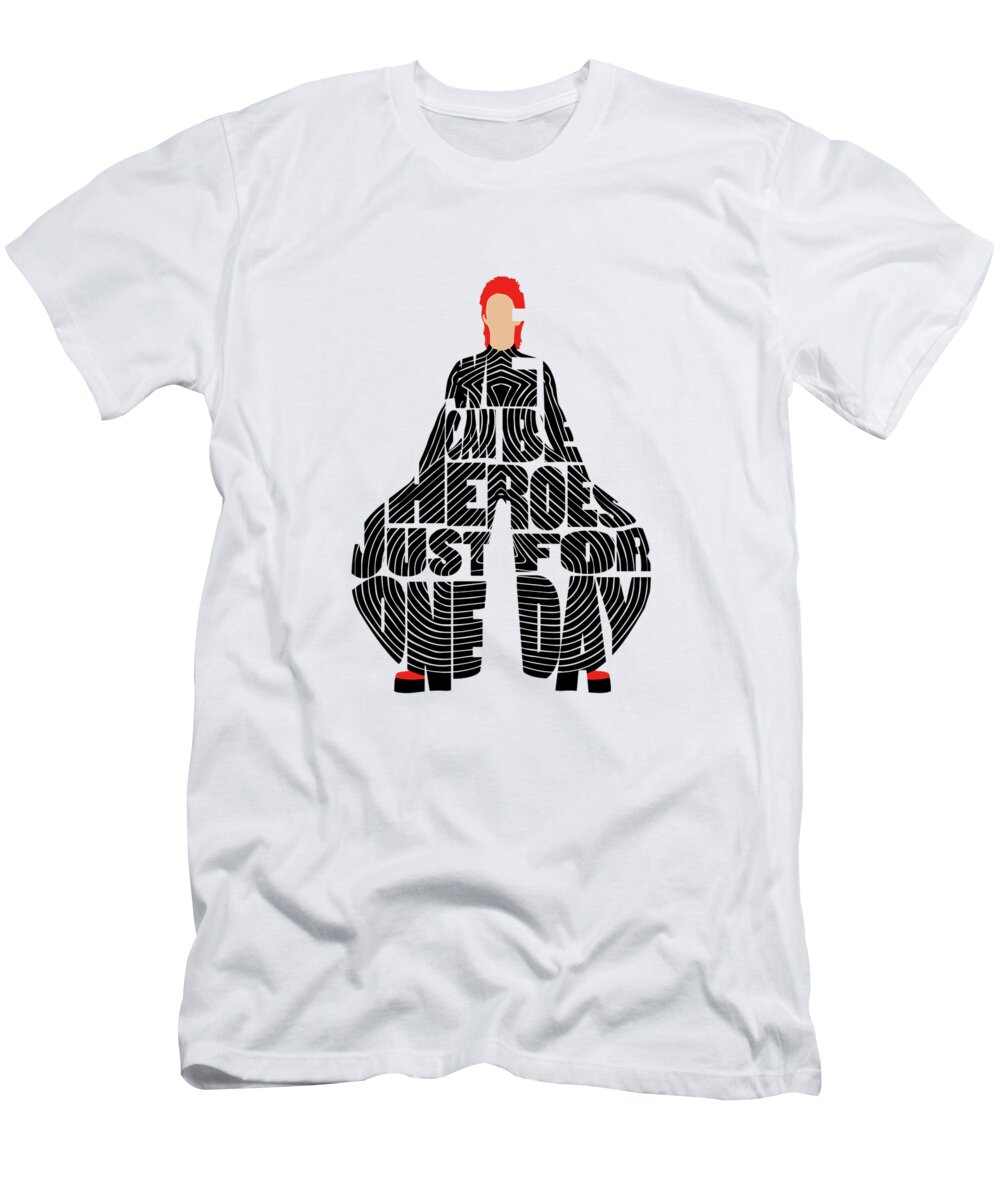 David T-Shirt featuring the digital art David Bowie Typography Art by Inspirowl Design