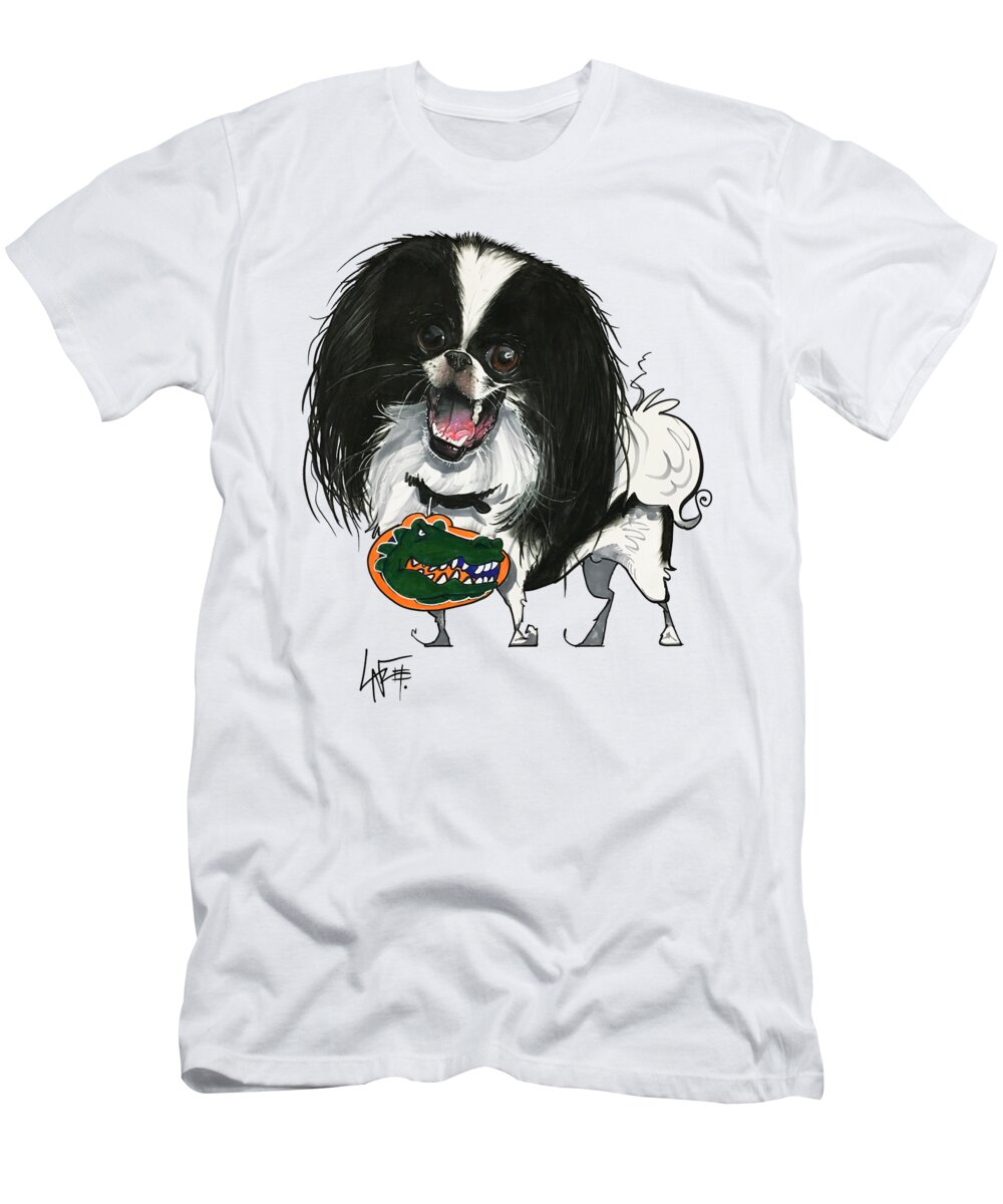 Pet Portrait T-Shirt featuring the drawing Davidson 7-1462 by Canine Caricatures By John LaFree