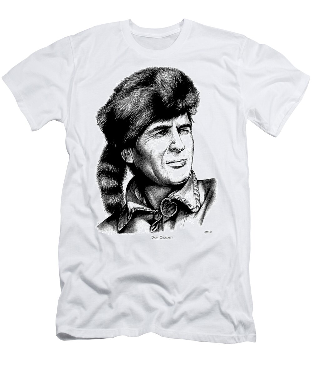 Davy Crockett T-Shirt featuring the drawing Davy Crockett by Greg Joens