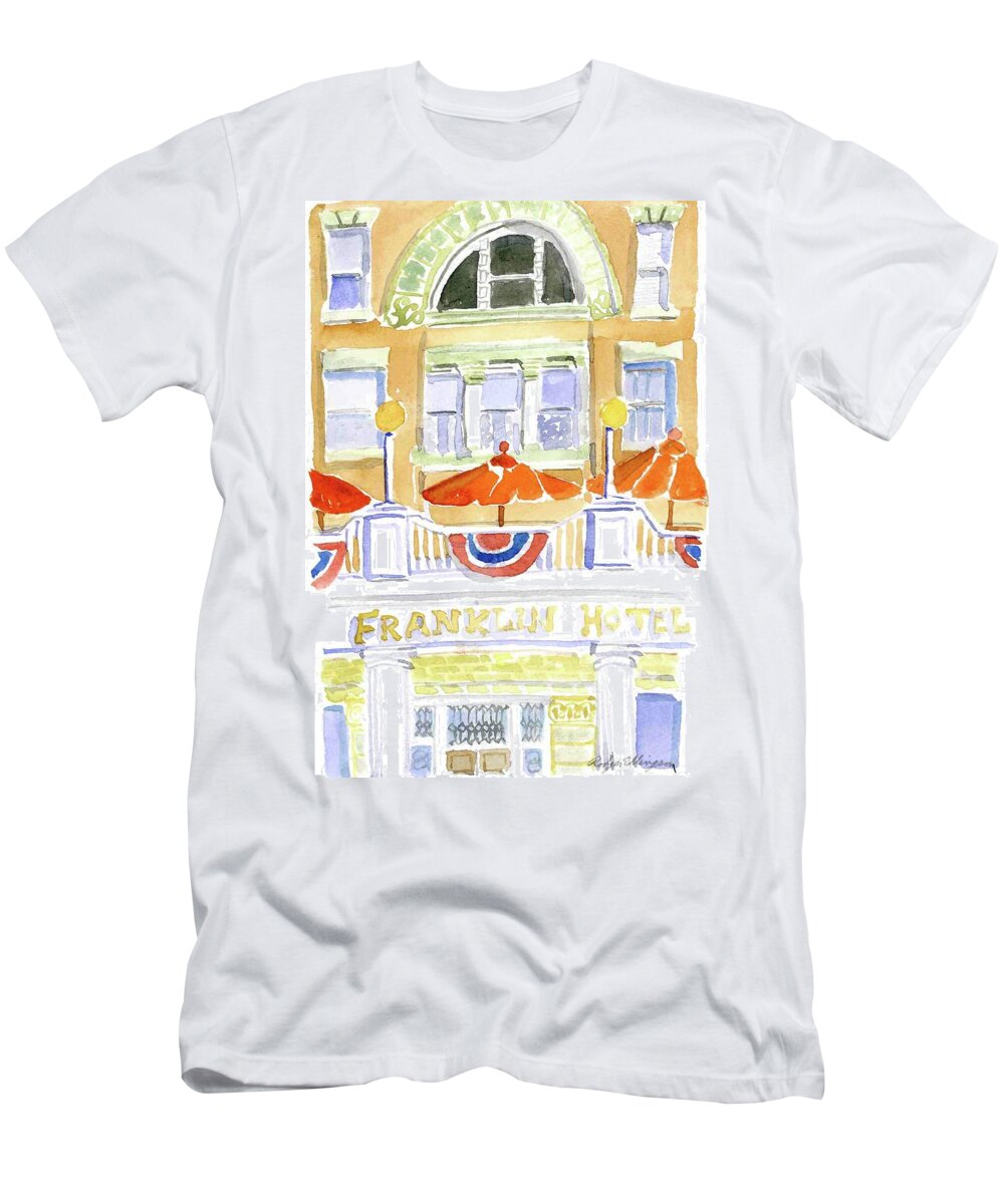 Deadwood T-Shirt featuring the painting Deadwood-Franklin Hotel by Rodger Ellingson