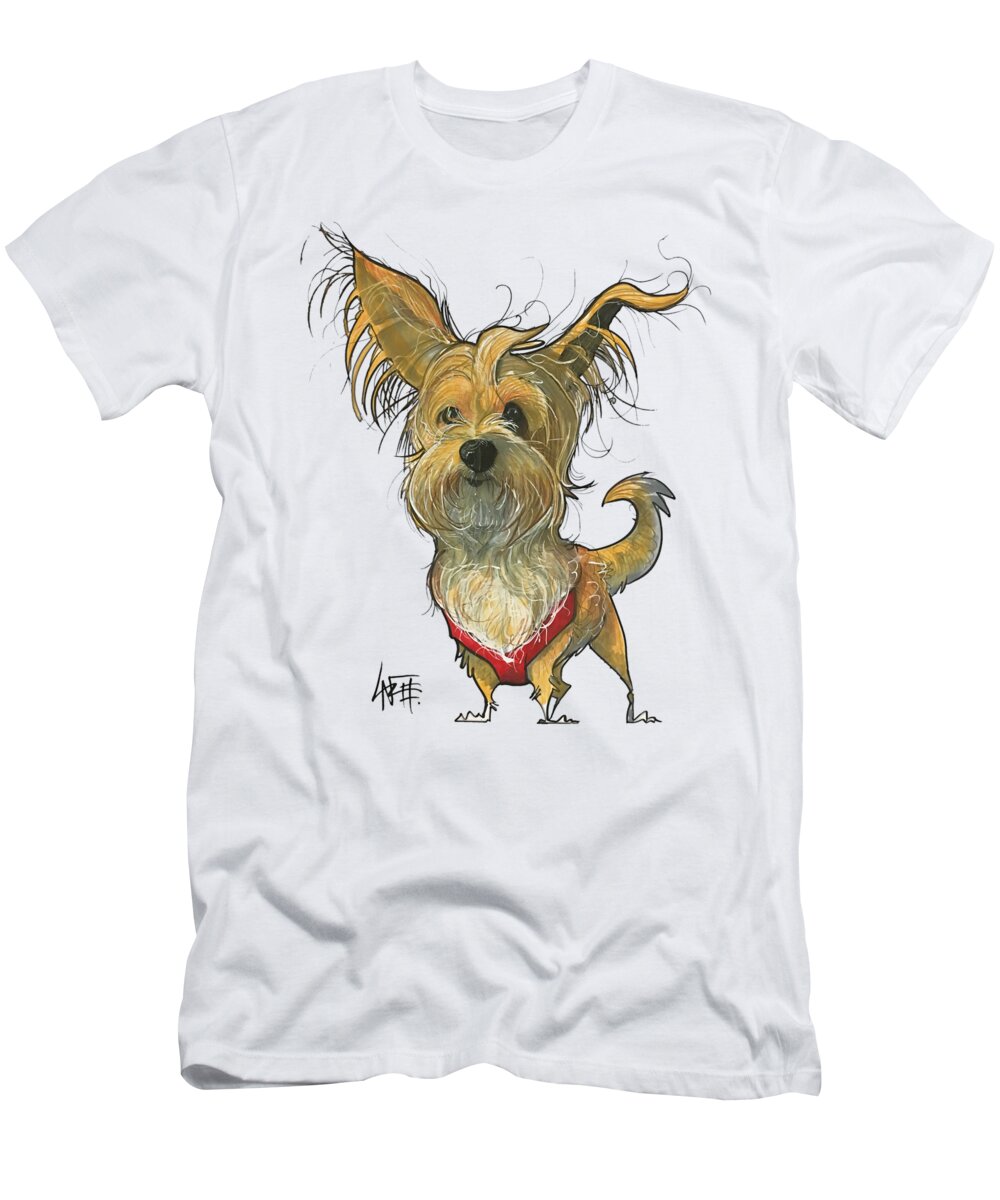 Pet Portrait T-Shirt featuring the drawing Deckard 3099 by Canine Caricatures By John LaFree