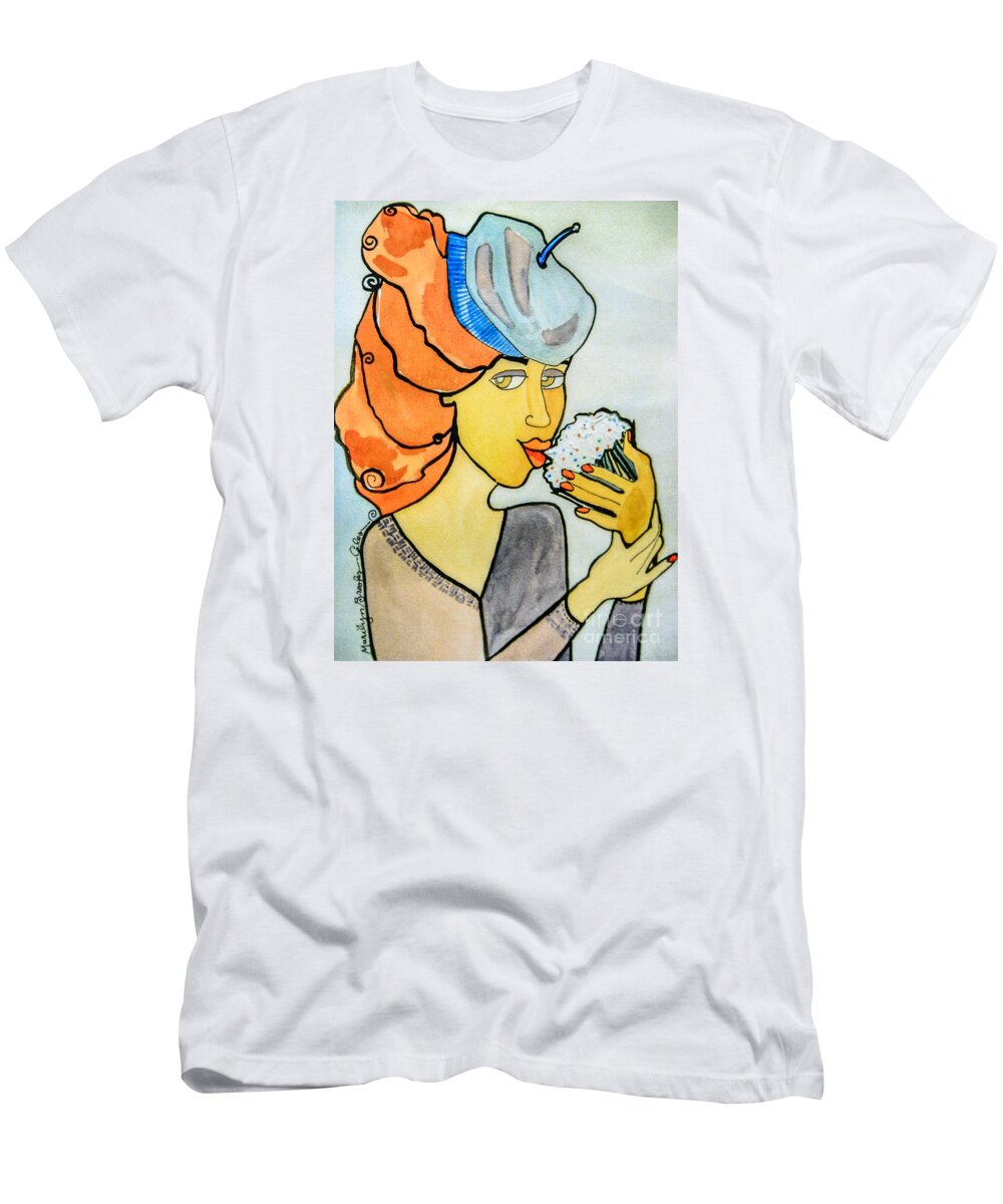Cupcake T-Shirt featuring the painting Delicious by Marilyn Brooks