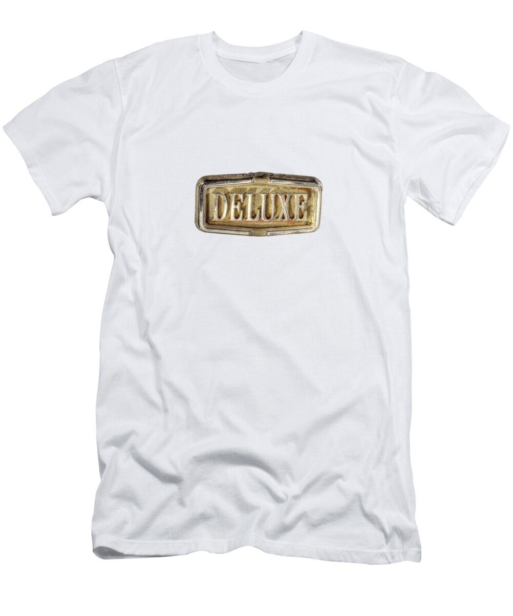 Automotive T-Shirt featuring the photograph Deluxe Chrome Emblem by YoPedro
