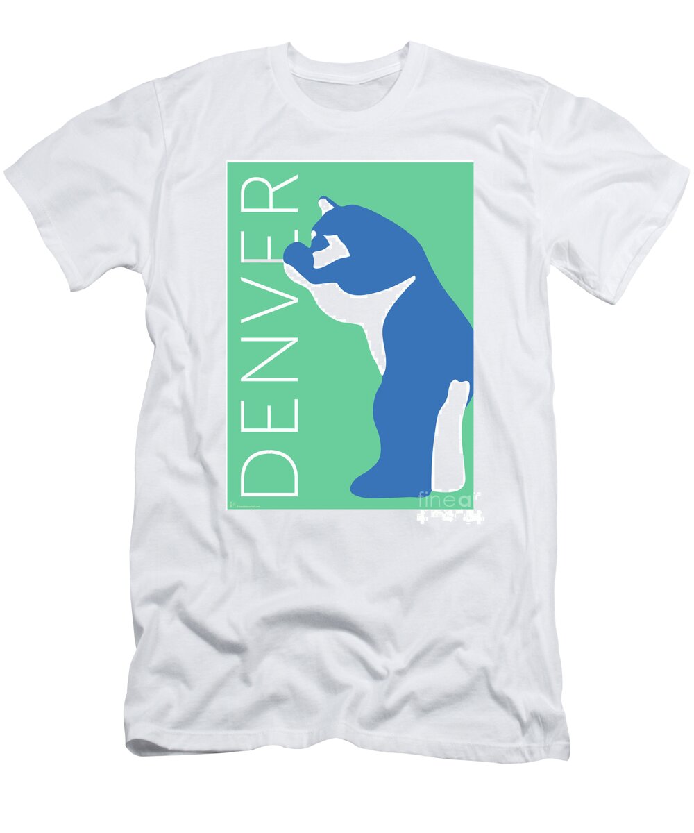 Denver T-Shirt featuring the digital art DENVER Blue Bear/Aqua by Sam Brennan