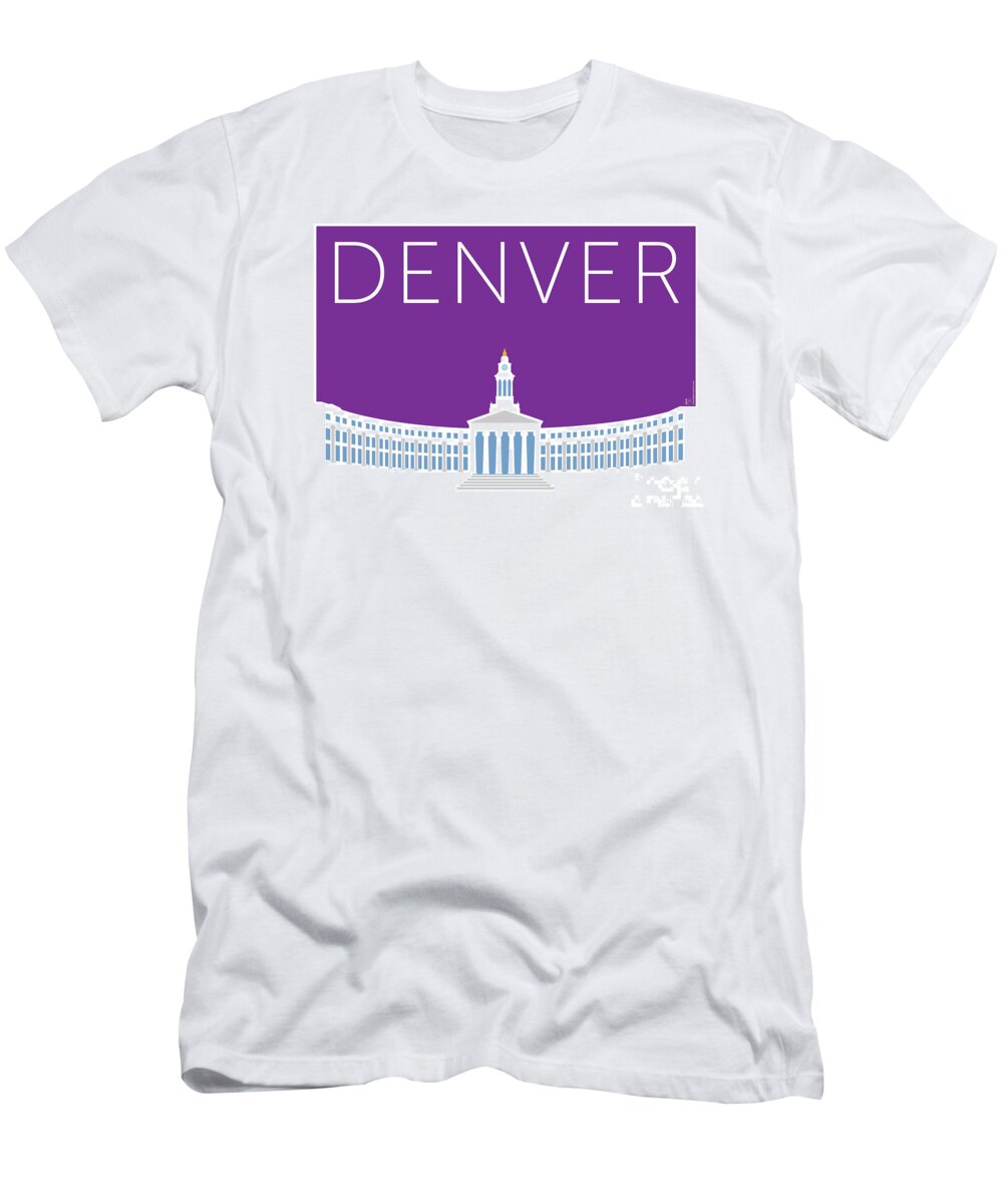 Denver T-Shirt featuring the digital art DENVER City and County Bldg/Purple by Sam Brennan