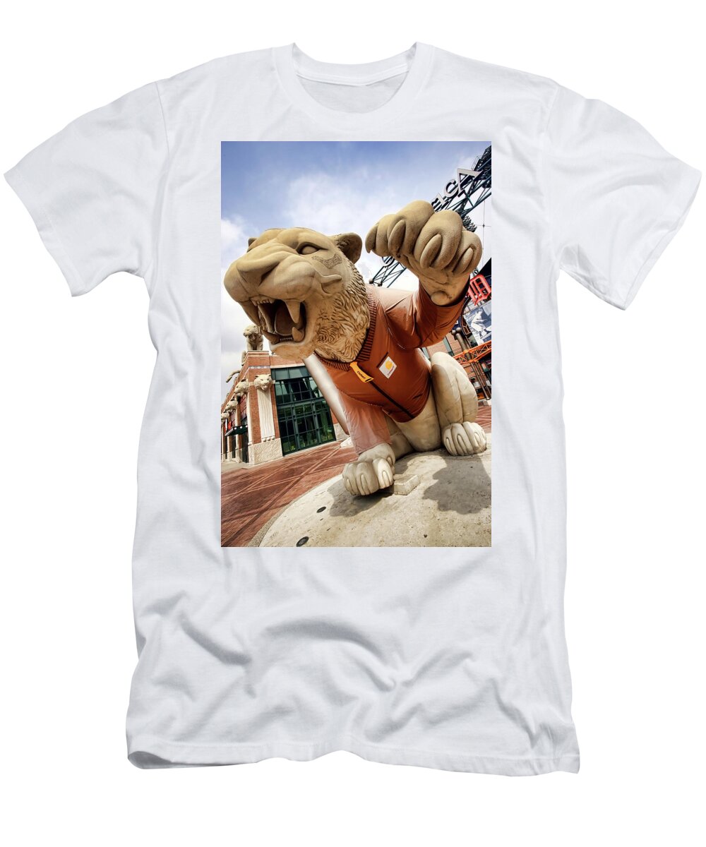 Detroit Tigers Tiger statue outside of Comerica Park Detroit Michigan  T-Shirt by Gordon Dean II - Pixels