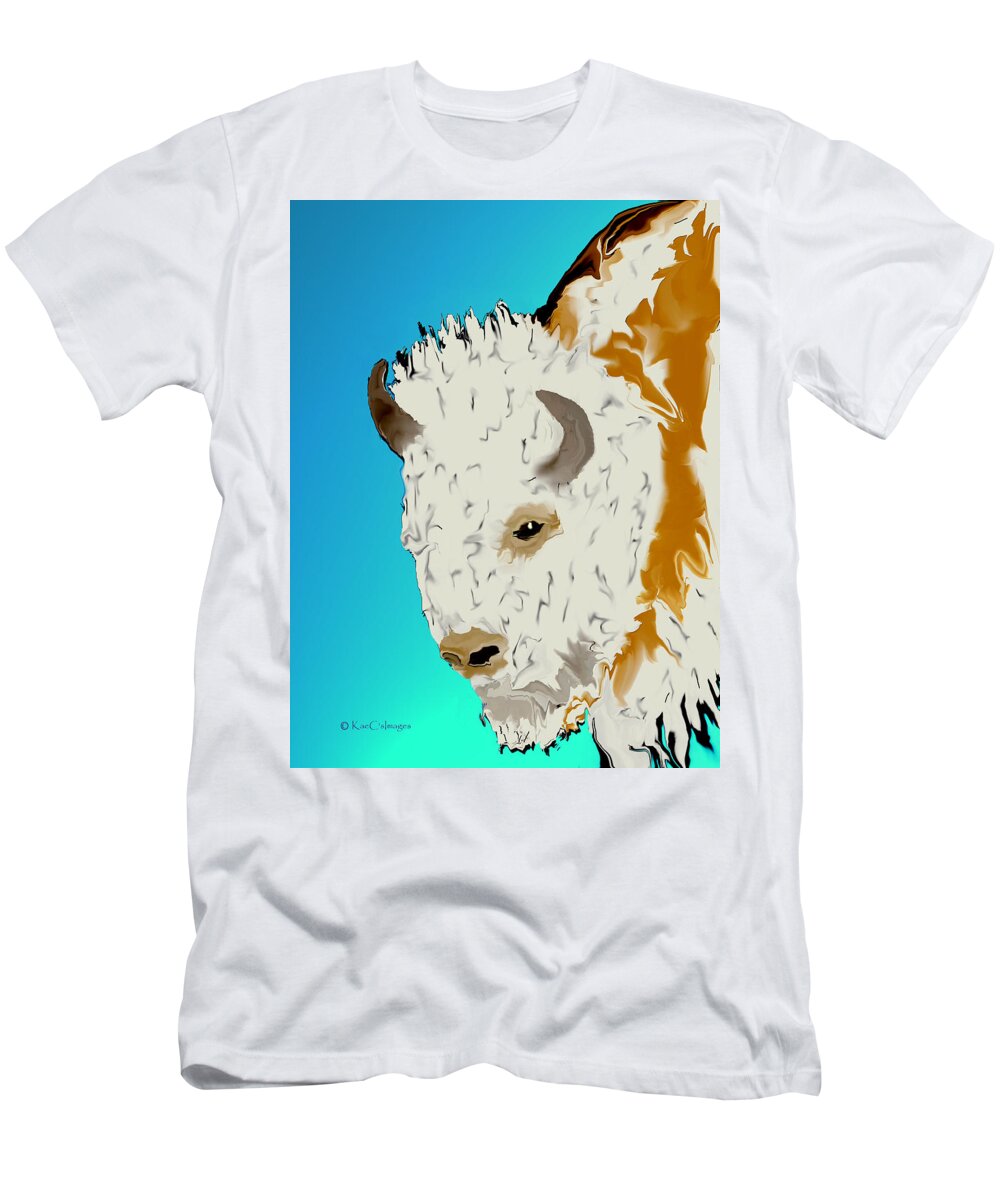 Computer Art T-Shirt featuring the digital art Montana Bison 3 by Kae Cheatham