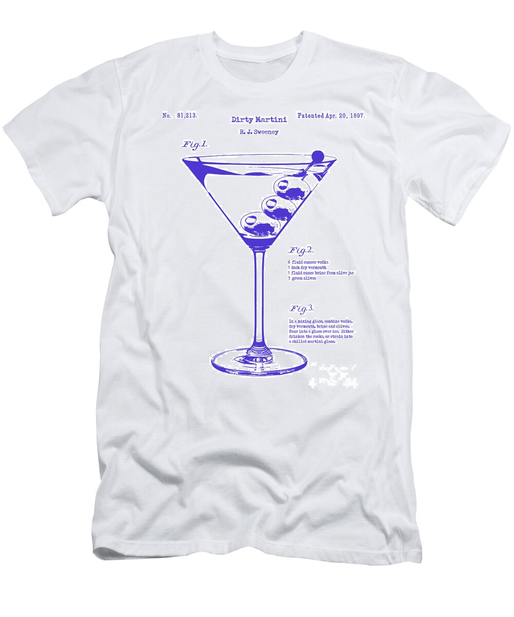 Martini T-Shirt featuring the photograph Dirty Martini Blueprint by Jon Neidert