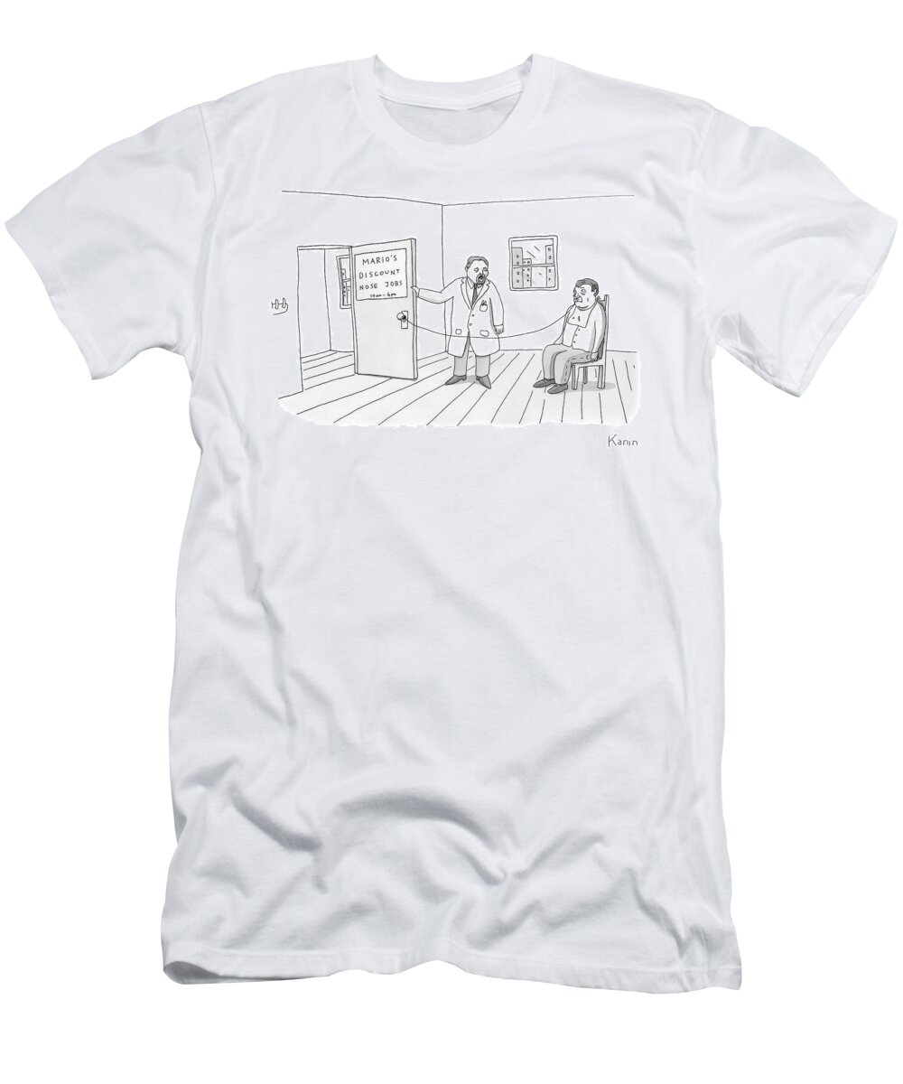 Discount T-Shirt featuring the drawing Discount Nose Job by Zachary Kanin