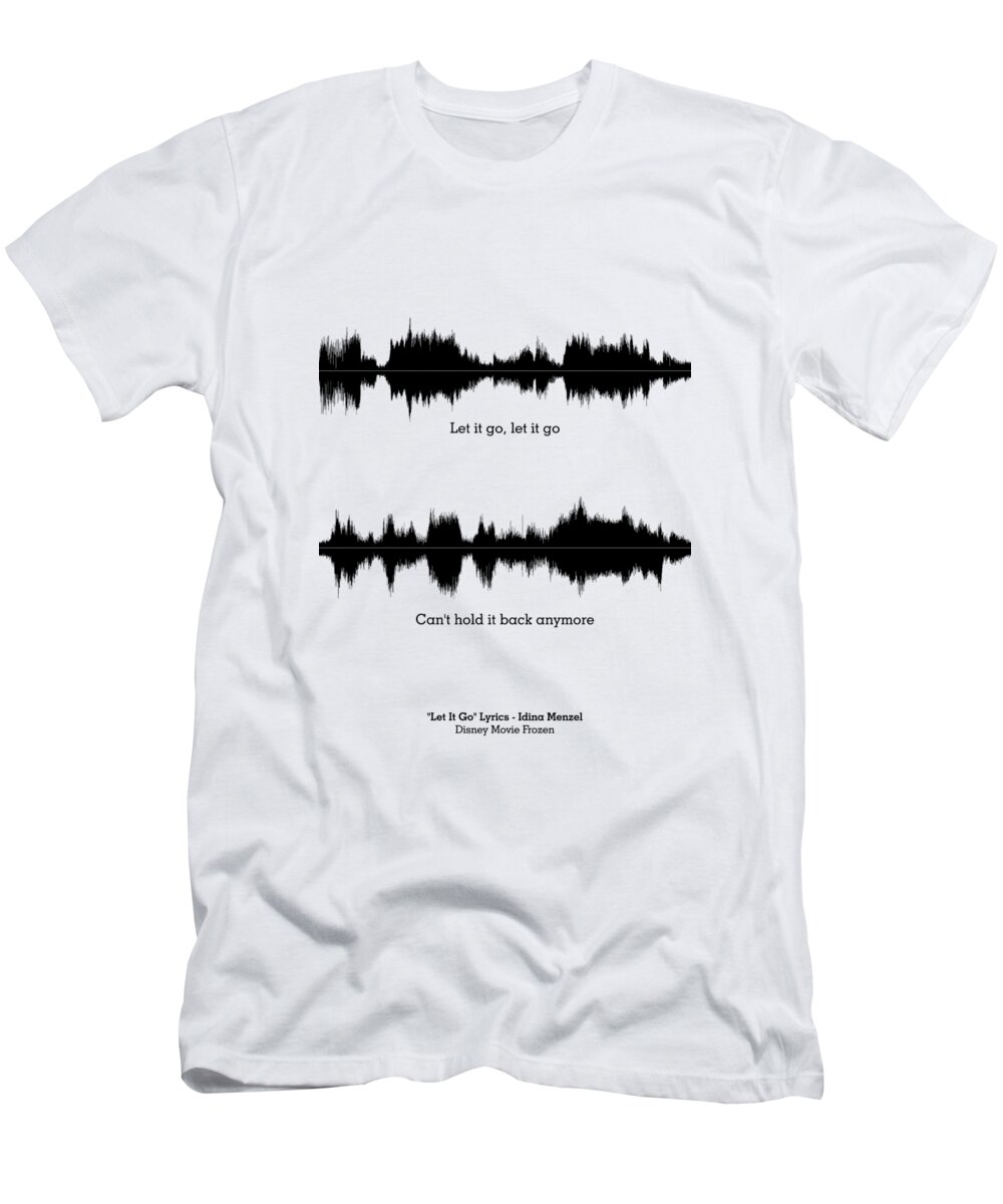 Inspirational T-Shirt featuring the digital art Disney Movie Frozen Music Waveform Print Poster by Lab No 4 - The Quotography Department