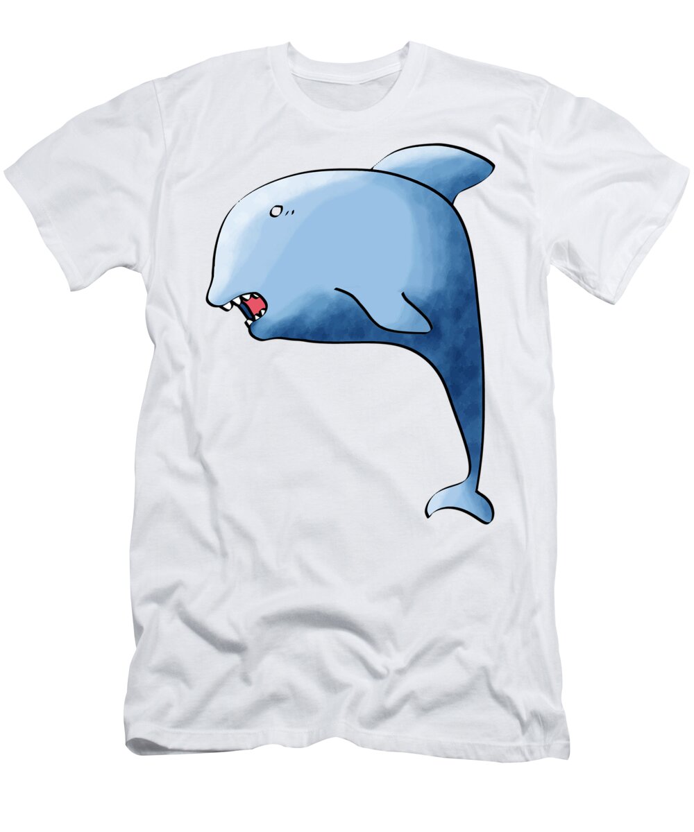 Dolphin T-Shirt featuring the digital art Dolphin Blue by Piotr Dulski