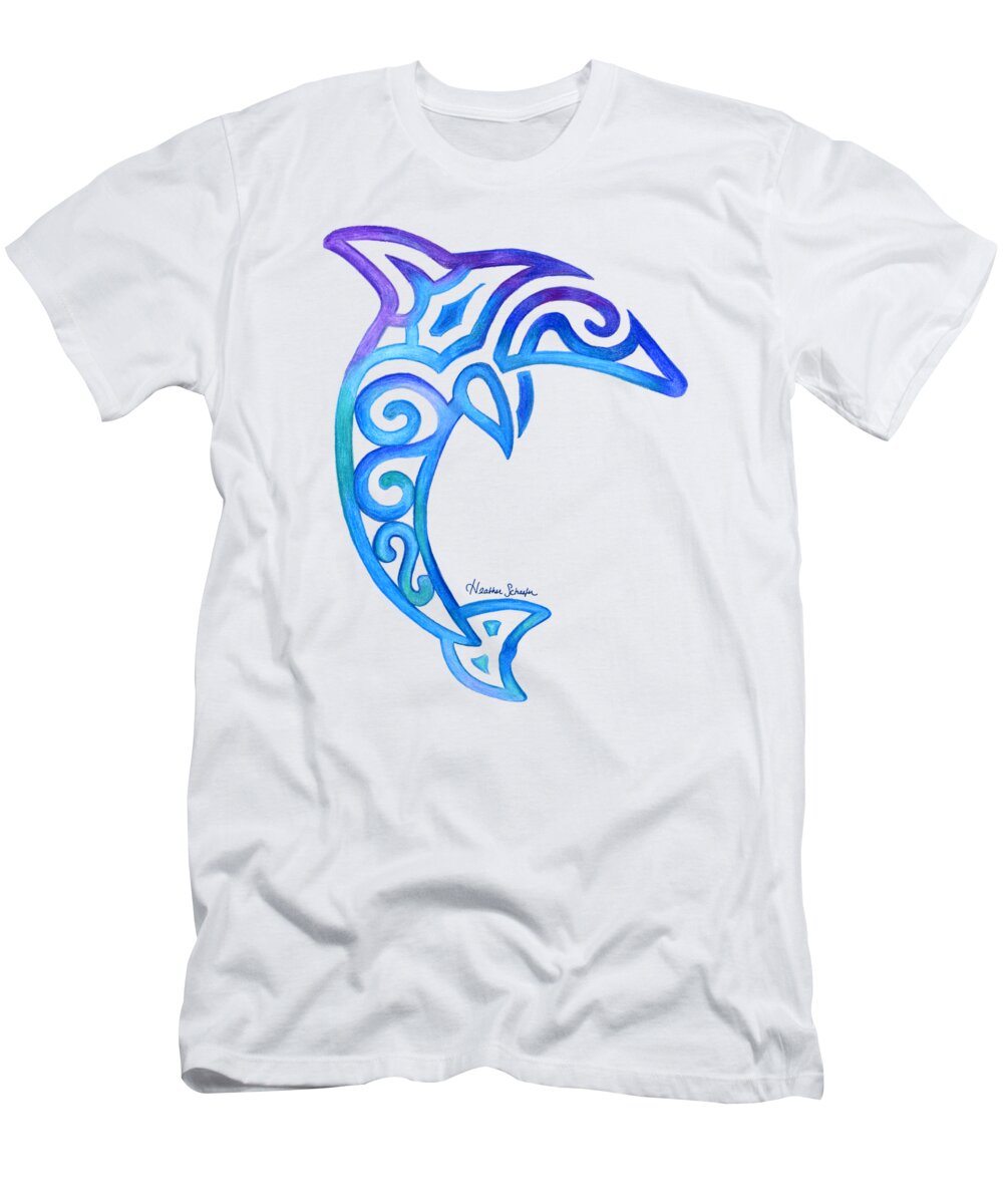 Dolphin T-Shirt featuring the drawing Dolphin by Heather Schaefer