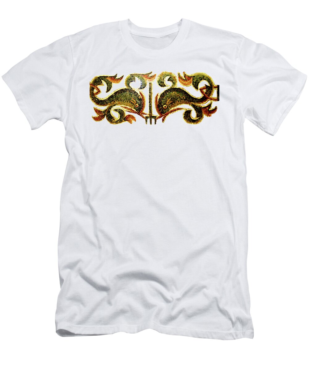 Dolphins T-Shirt featuring the digital art Dolphins of Pompeii by Asok Mukhopadhyay