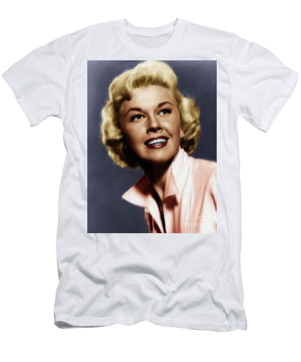 Doris T-Shirt featuring the painting Doris Day, Actress by Esoterica Art Agency