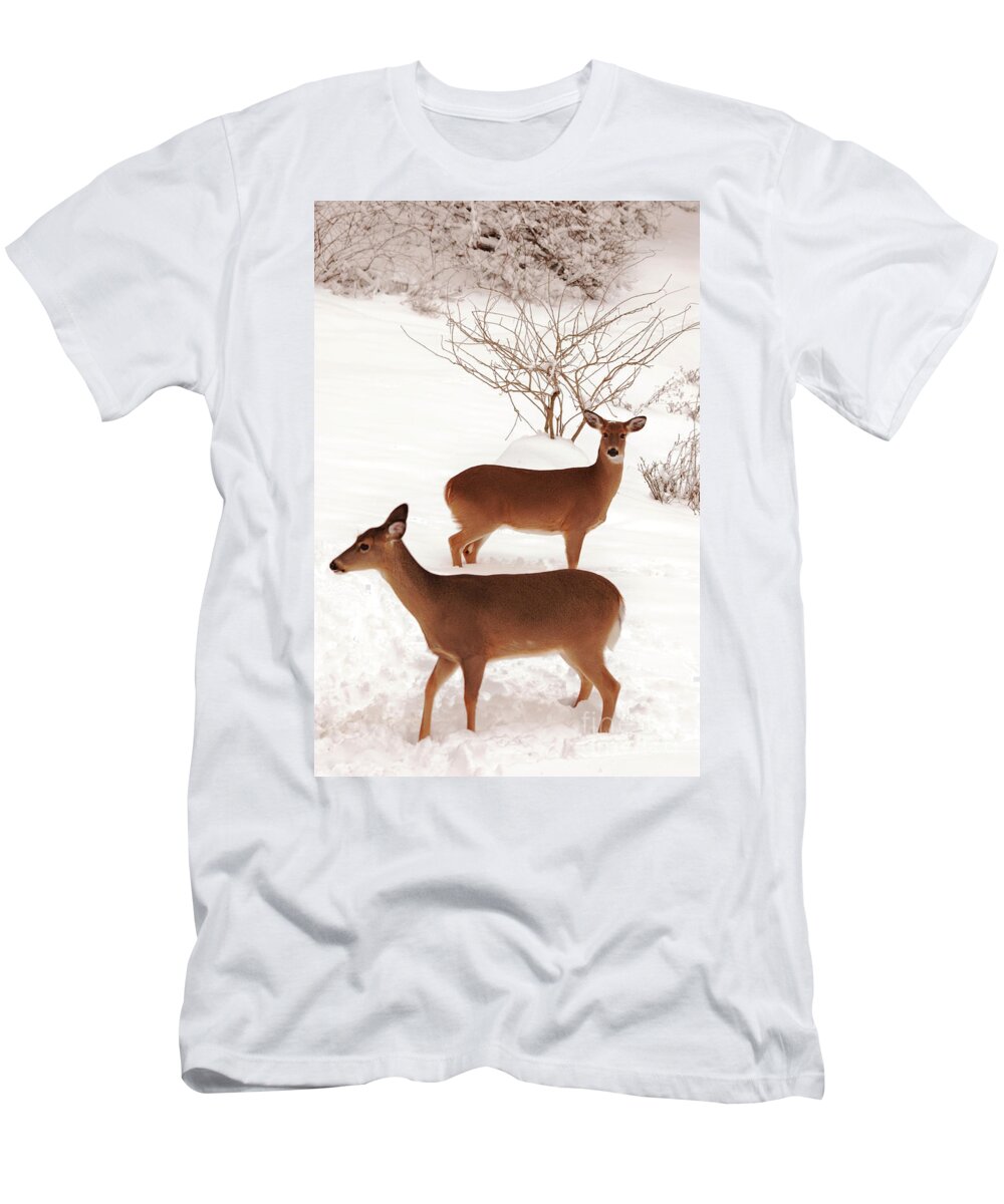 Deer T-Shirt featuring the photograph Double Trouble by Lori Tambakis