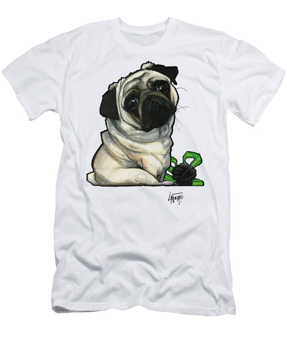Pet Portrait T-Shirt featuring the drawing Dovgaia 3324 by Canine Caricatures By John LaFree