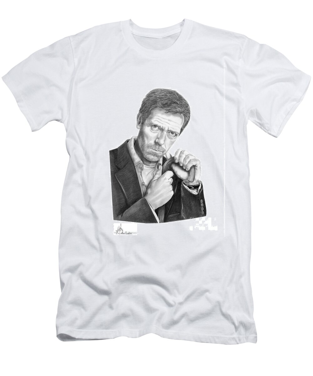 Dr. House Hugh Laurie T-Shirt by Murphy Elliott - Murphy Art