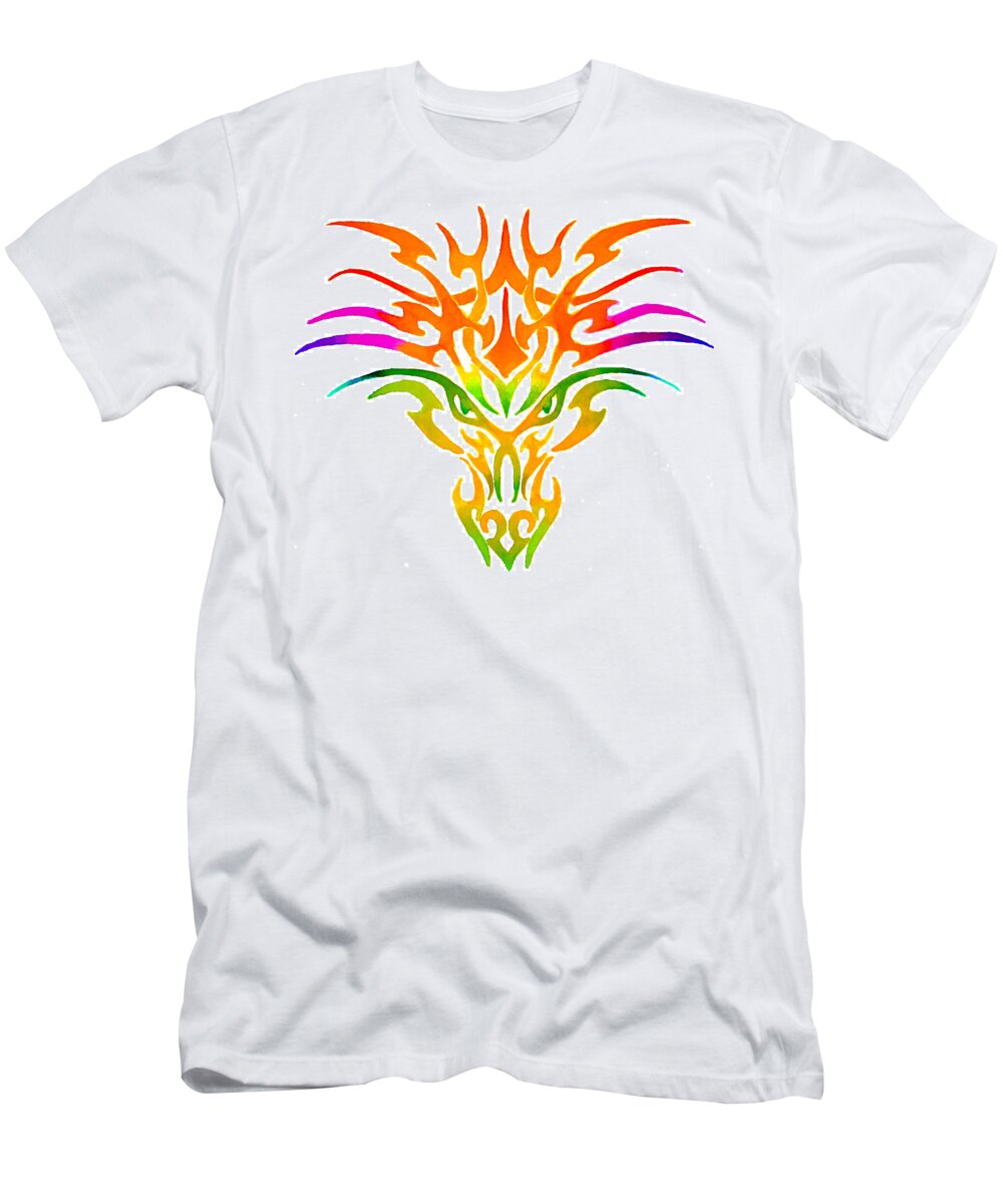Tribal T-Shirt featuring the painting Dragon Mask by Sarah Krafft