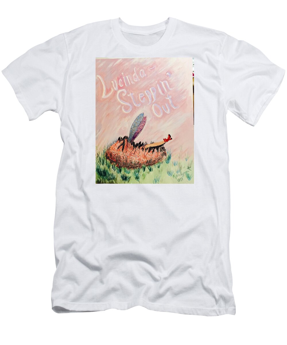 Dragonfly T-Shirt featuring the painting Dragonfly Stepping Out by Kenlynn Schroeder