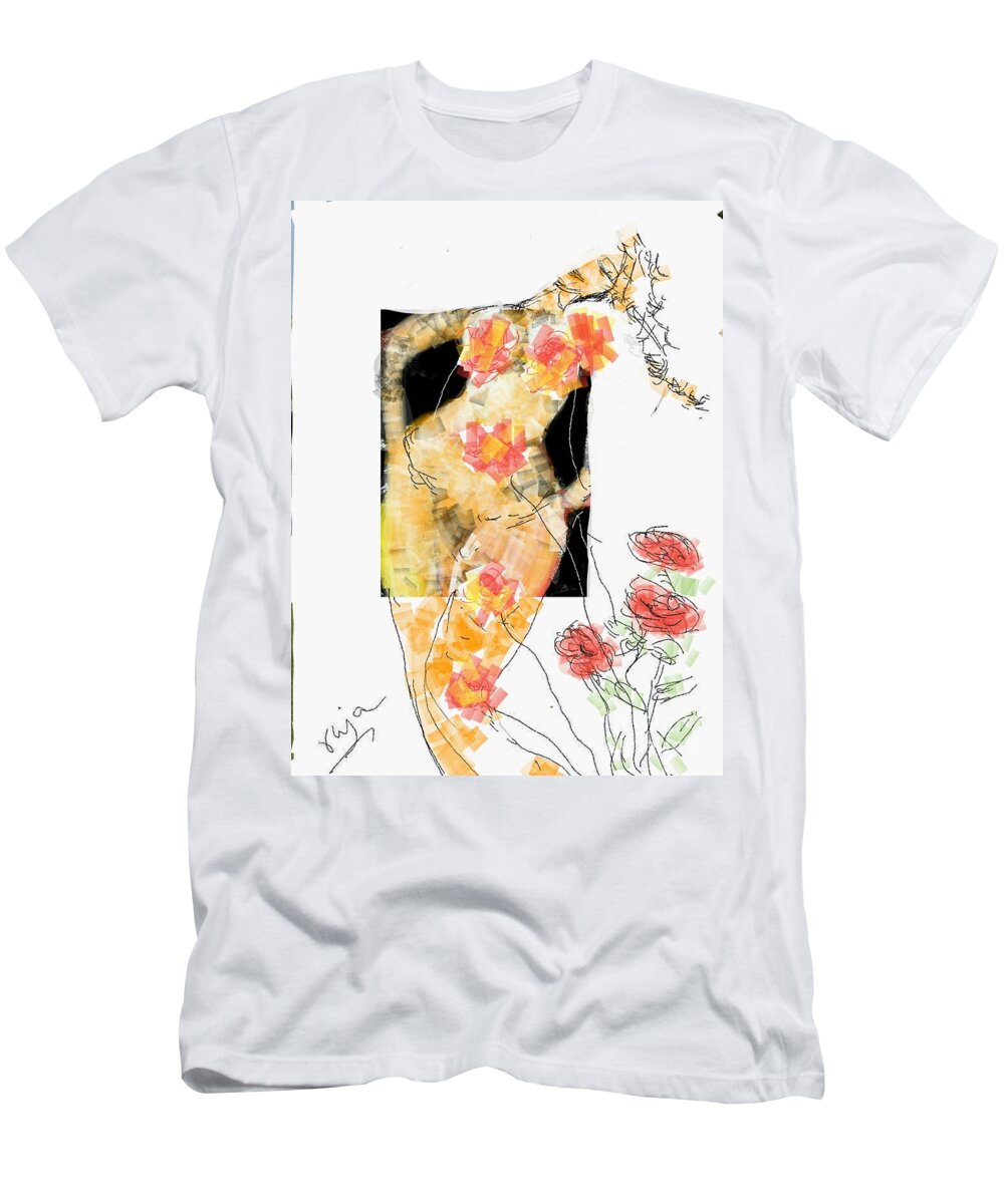 Romantic T-Shirt featuring the digital art Dream girl by Subrata Bose