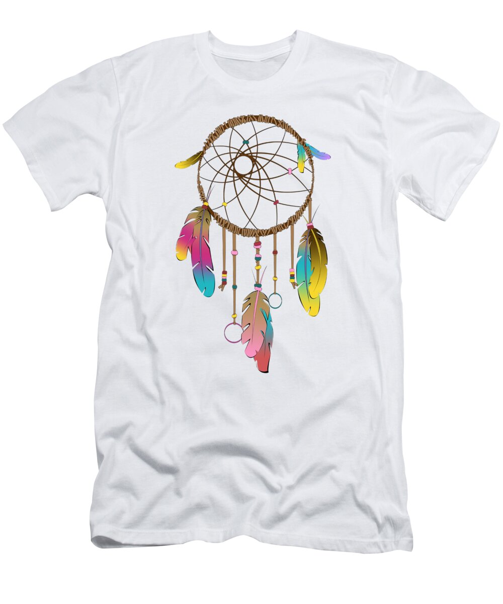 Dreamcatcher T-Shirt featuring the digital art Dreamcatcher Rainbow by Vanessa-May Dolphin