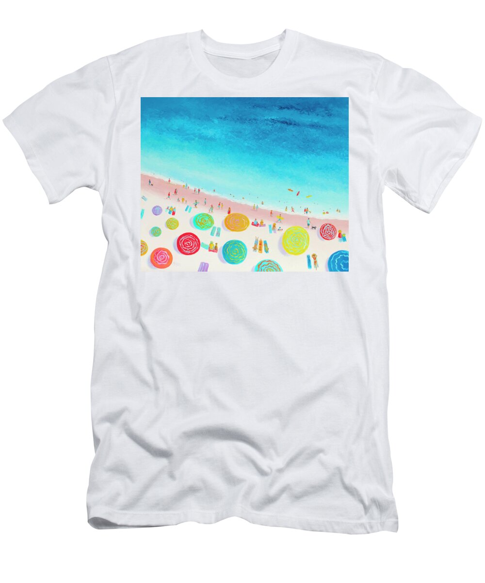 Beach T-Shirt featuring the painting Dreaming of sun, sand and sea by Jan Matson