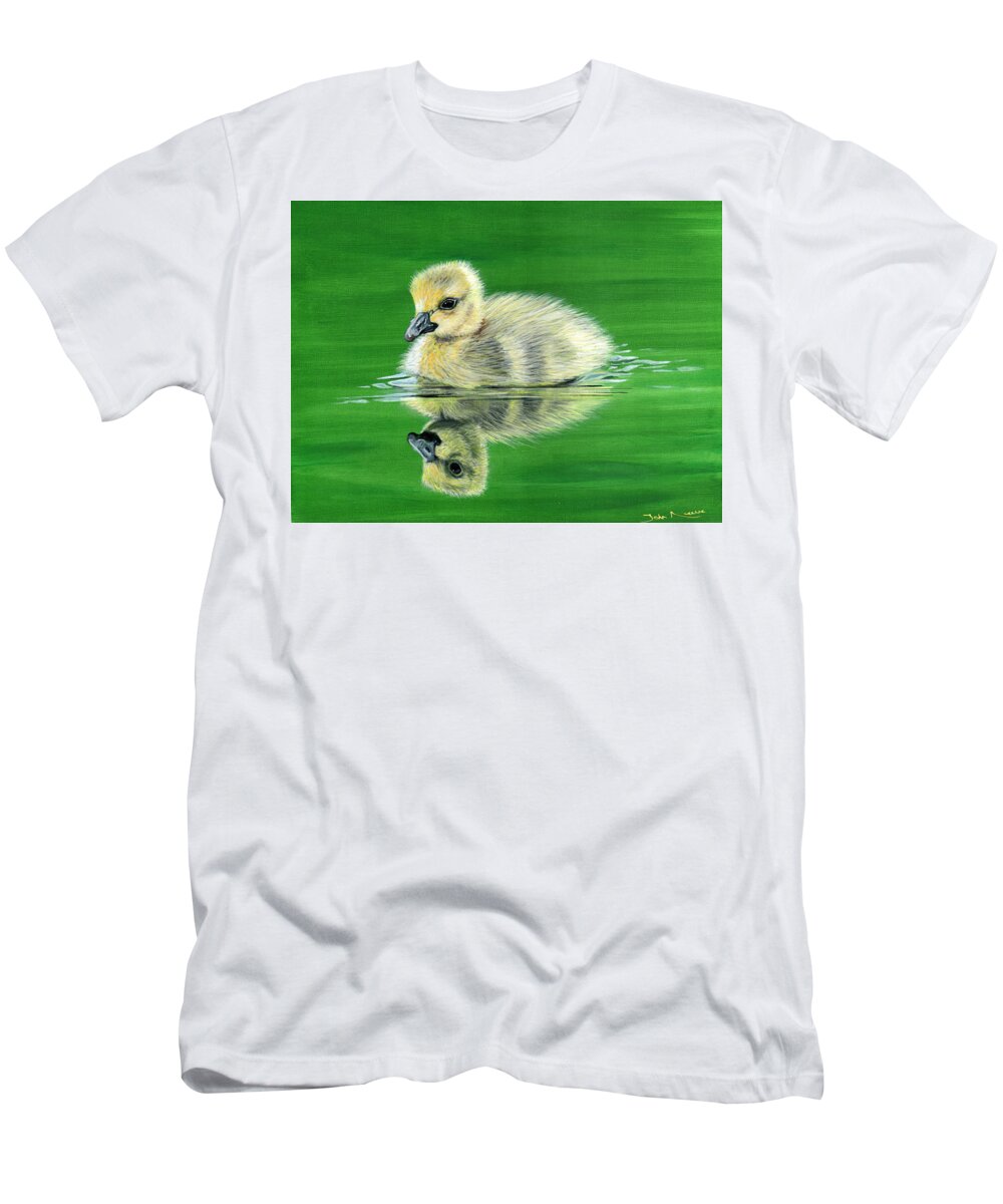 Duckling T-Shirt featuring the painting Duckling by John Neeve