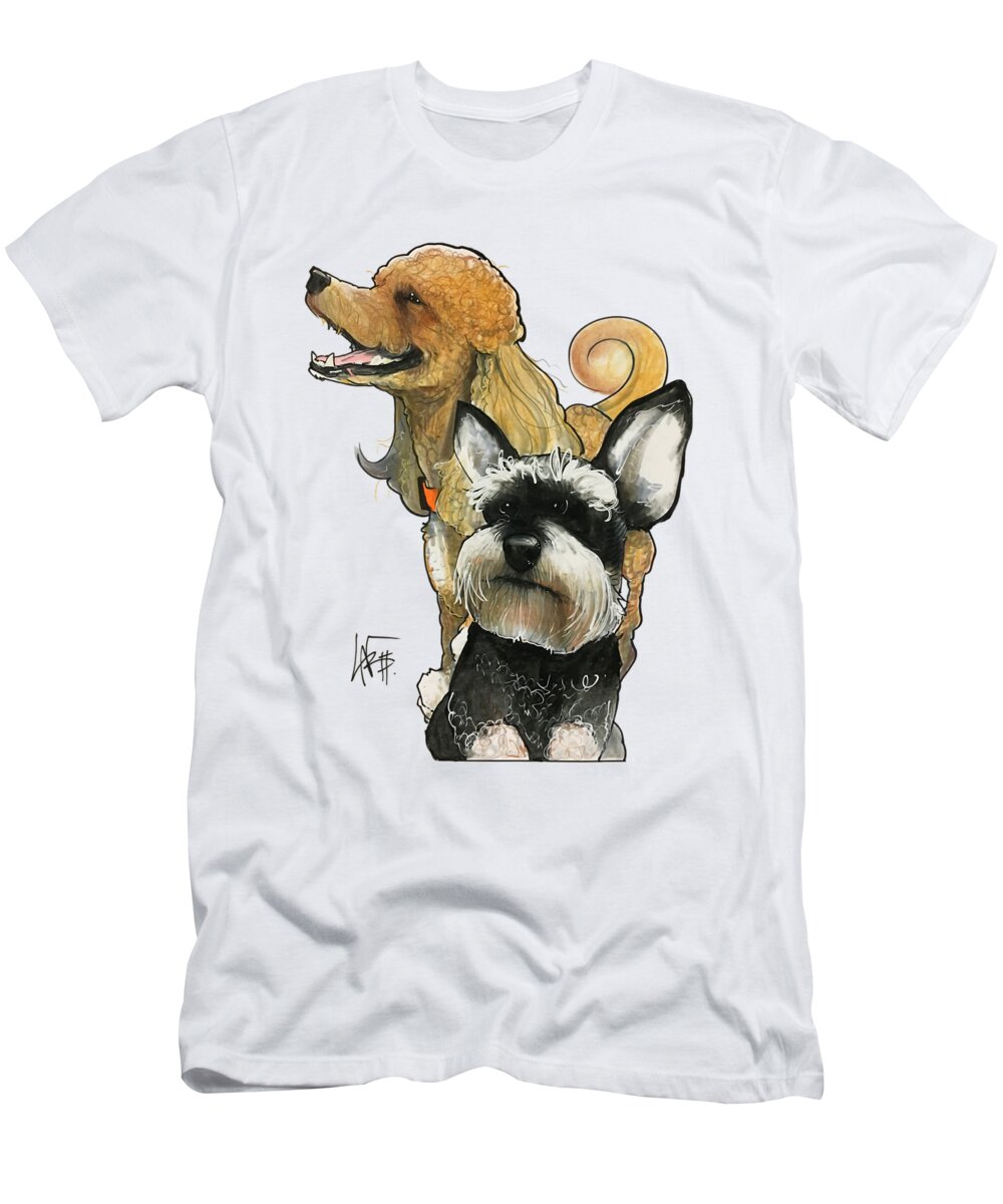 Pet Portrait T-Shirt featuring the drawing Dudot 7-1467 by John LaFree
