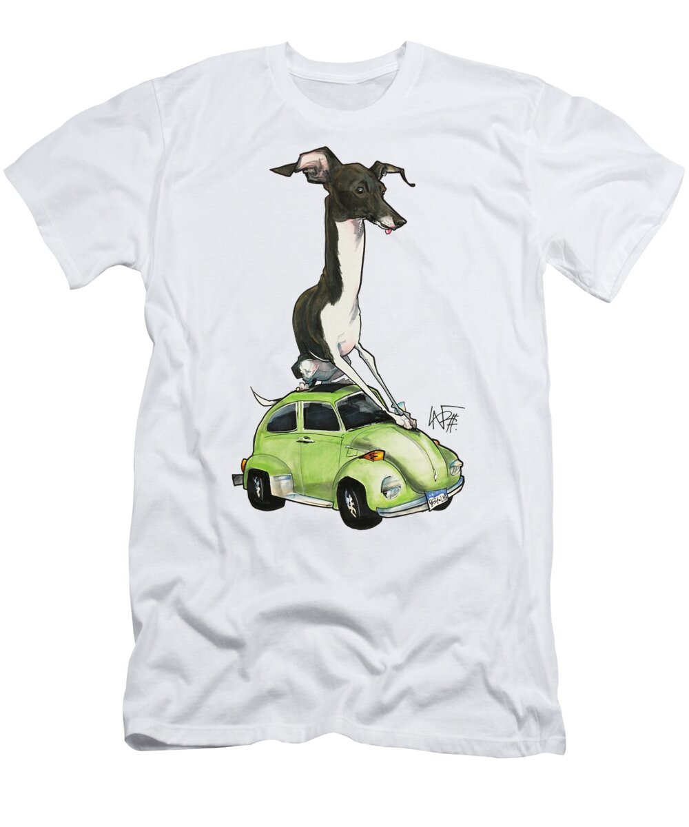 Pet Portrait T-Shirt featuring the drawing Duque 3301 by Canine Caricatures By John LaFree