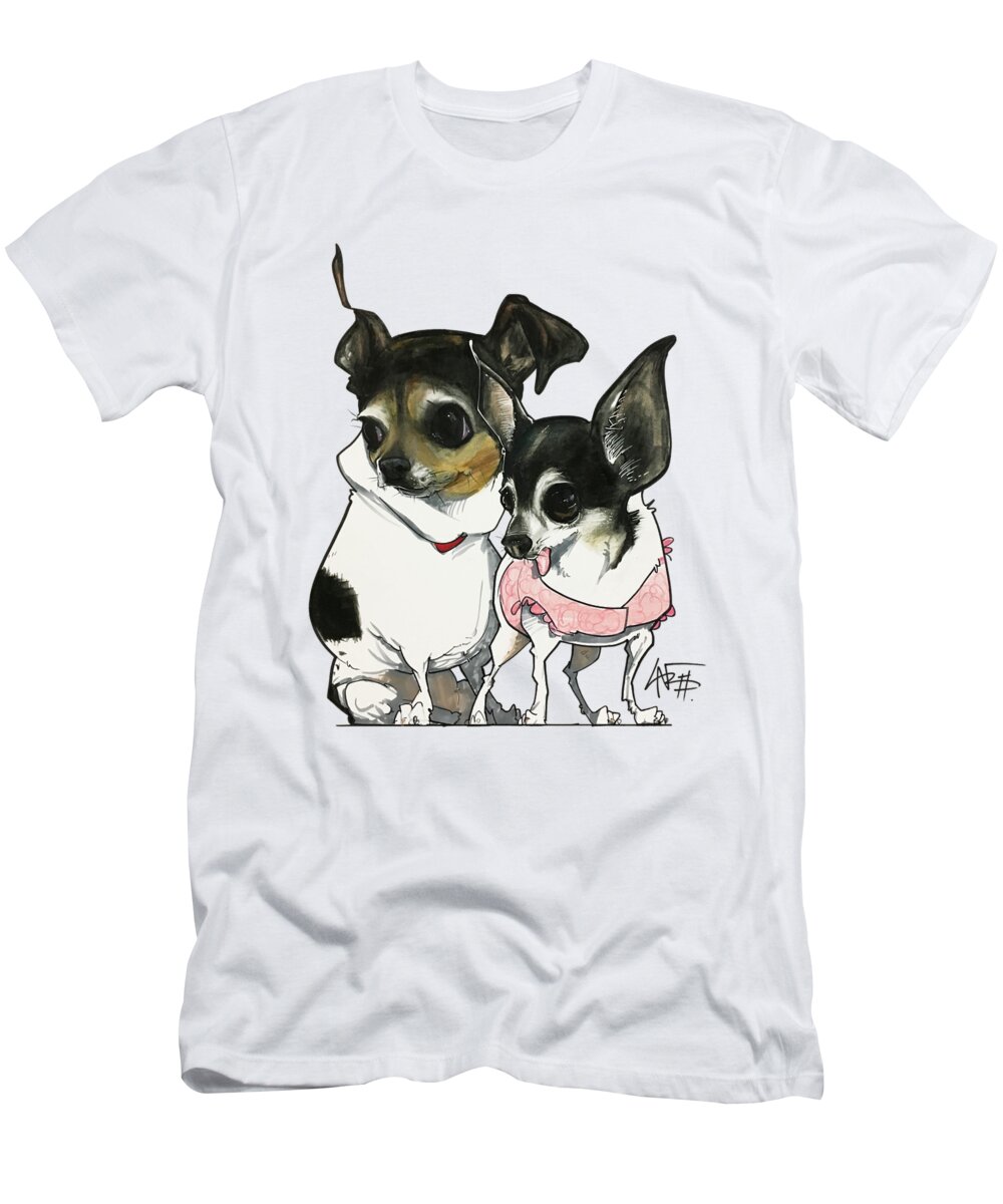 Pet Portrait T-Shirt featuring the drawing Duque 3302 by Canine Caricatures By John LaFree