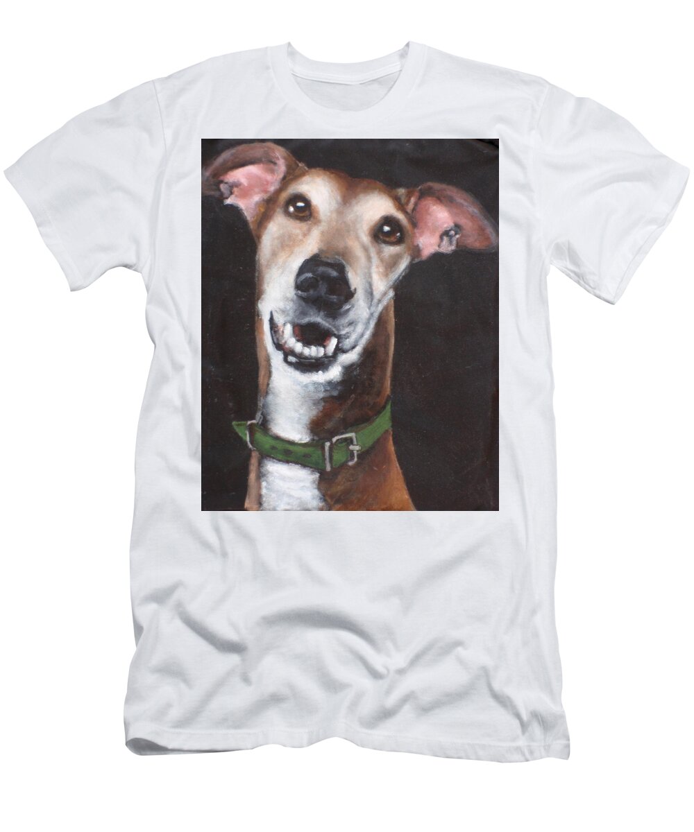 Greyhound T-Shirt featuring the painting Dusty by Carol Russell