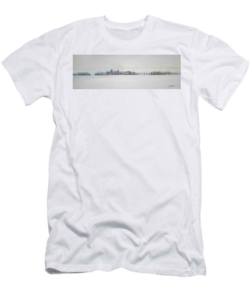 Painting T-Shirt featuring the painting Early Skyline by Jack Diamond