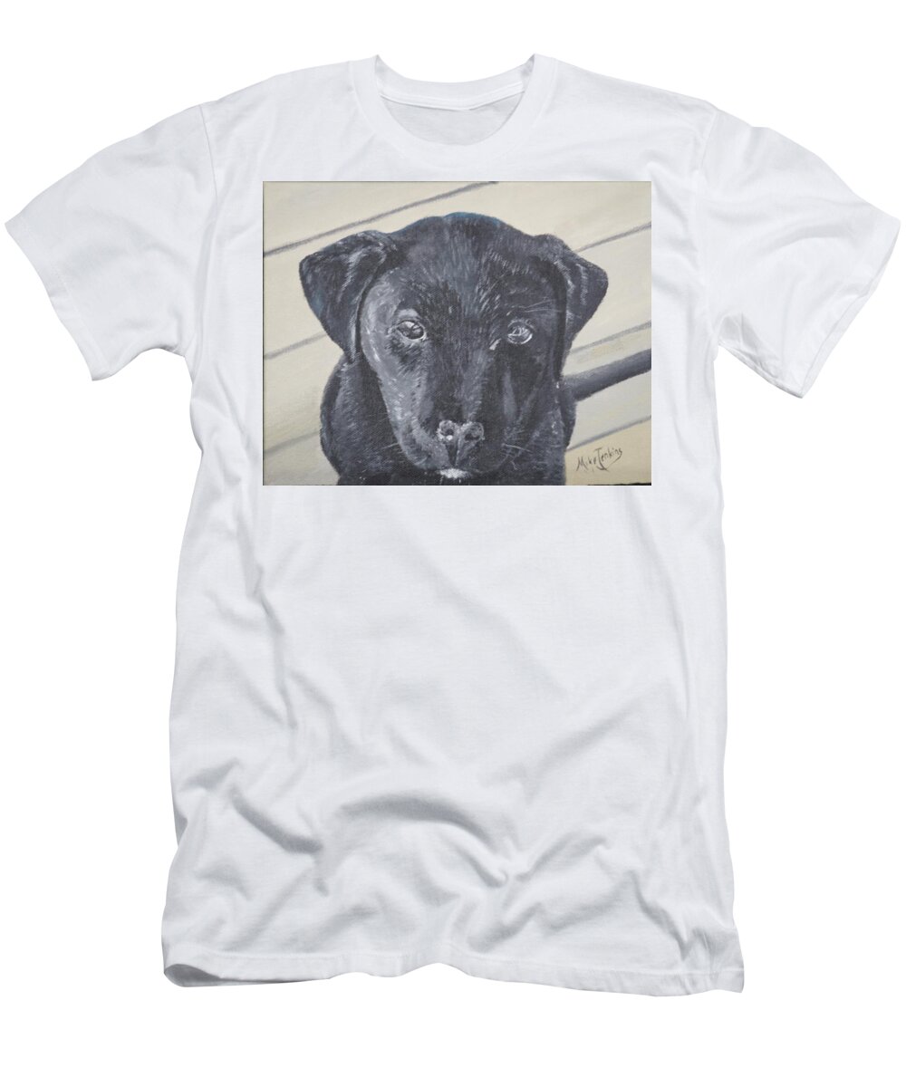 Puppy T-Shirt featuring the painting Ebony by Mike Jenkins