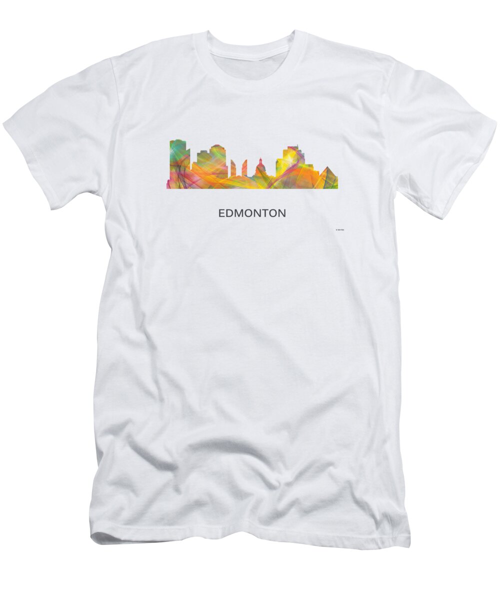 Edmonton Alta. Skyline T-Shirt featuring the digital art Edmonton Alta. Skyline by Marlene Watson
