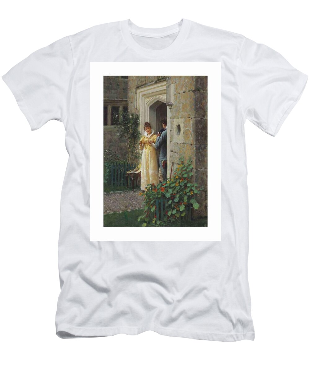Girl T-Shirt featuring the painting Edmund Blair Leighton 1852-1922 The request by Edmund Blair Leighton