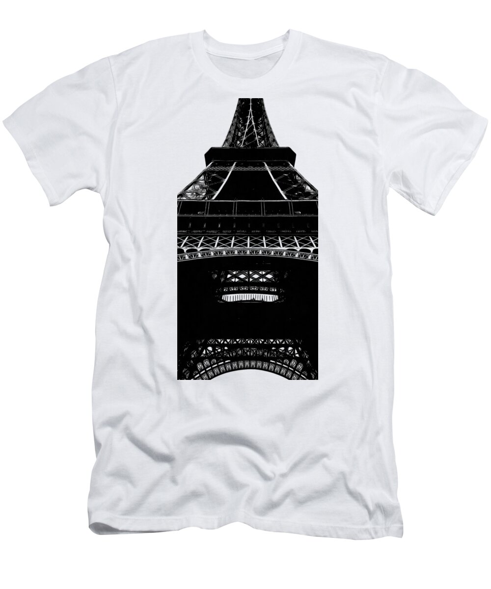 Paris T-Shirt featuring the painting Eiffel Tower Paris Graphic Phone Case by Edward Fielding