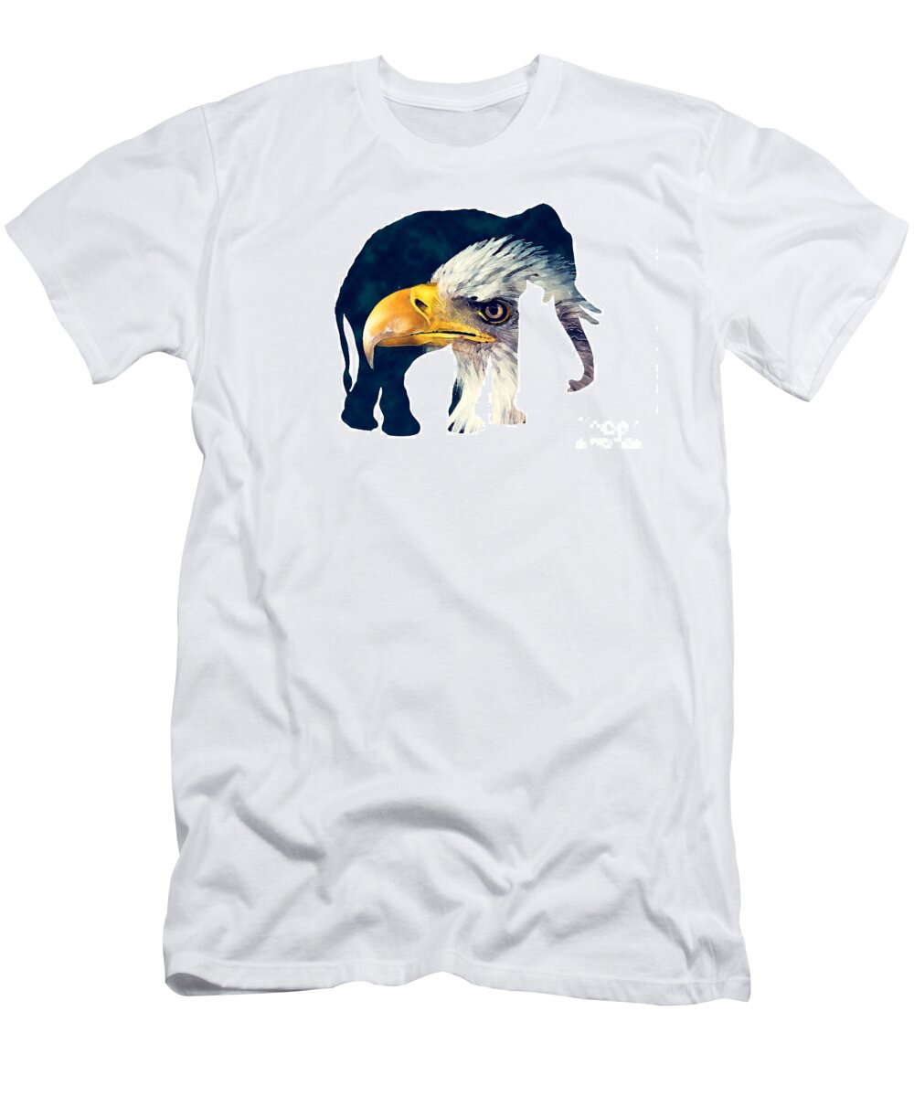 Elephant T-Shirt featuring the digital art Elephant and Eagle by Justyna Jaszke JBJart