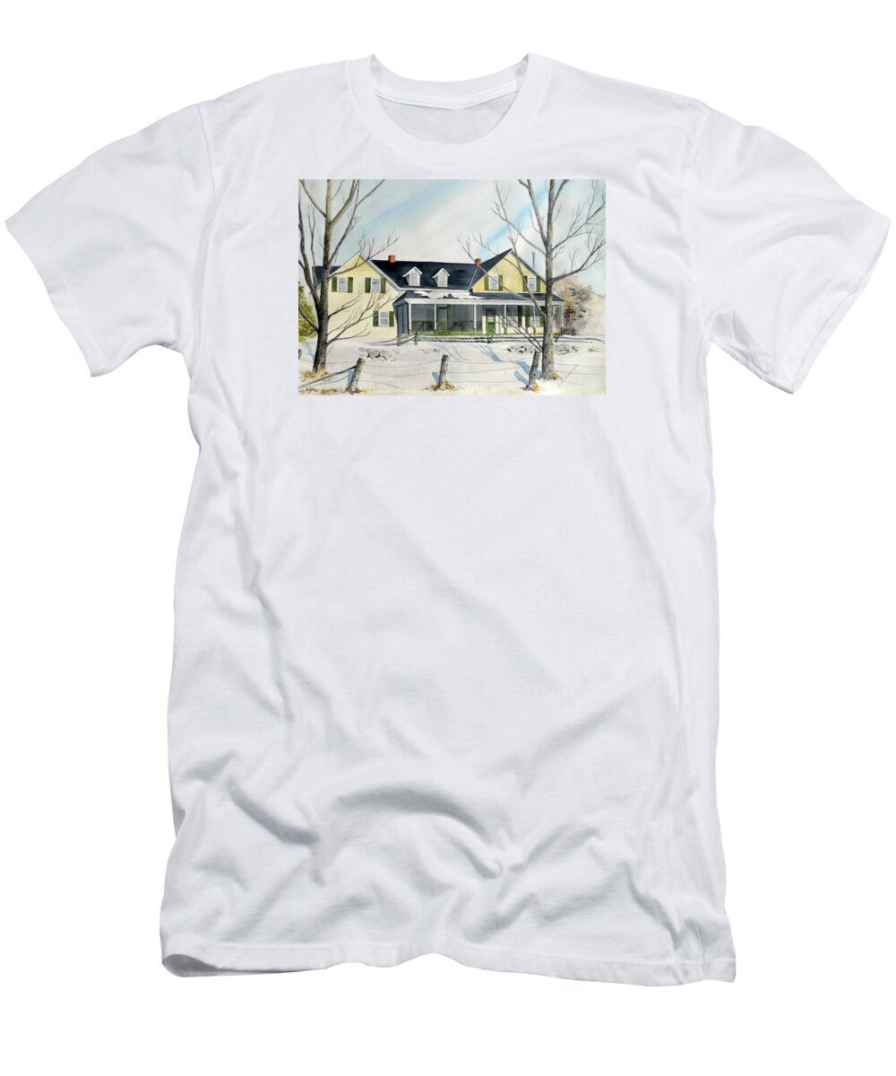 Farm House T-Shirt featuring the painting Elmridge Farm House by Jackie Mueller-Jones