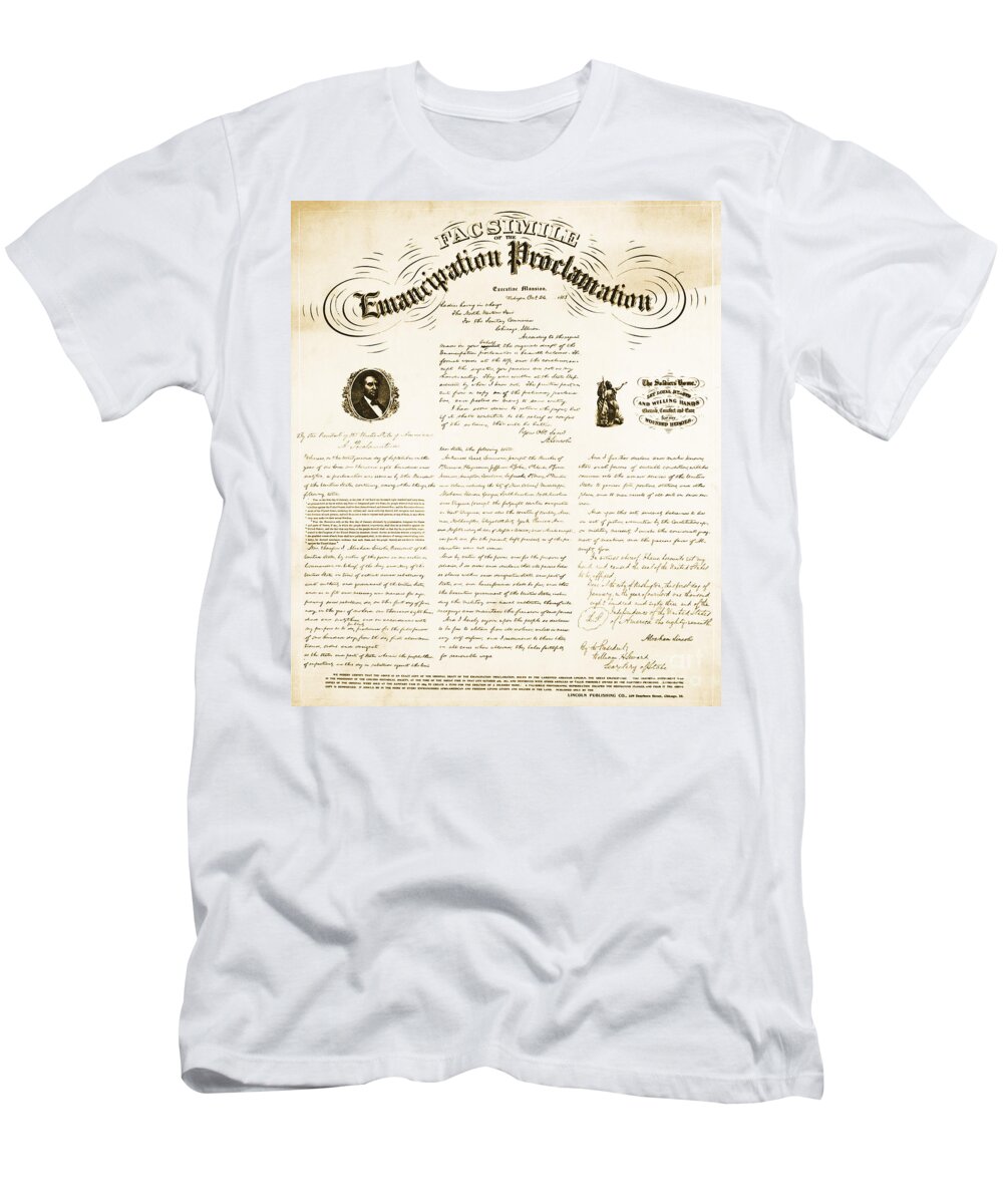 Emancipation Proclamation T-Shirt featuring the photograph Emancipation Proclamation by Photo Researchers