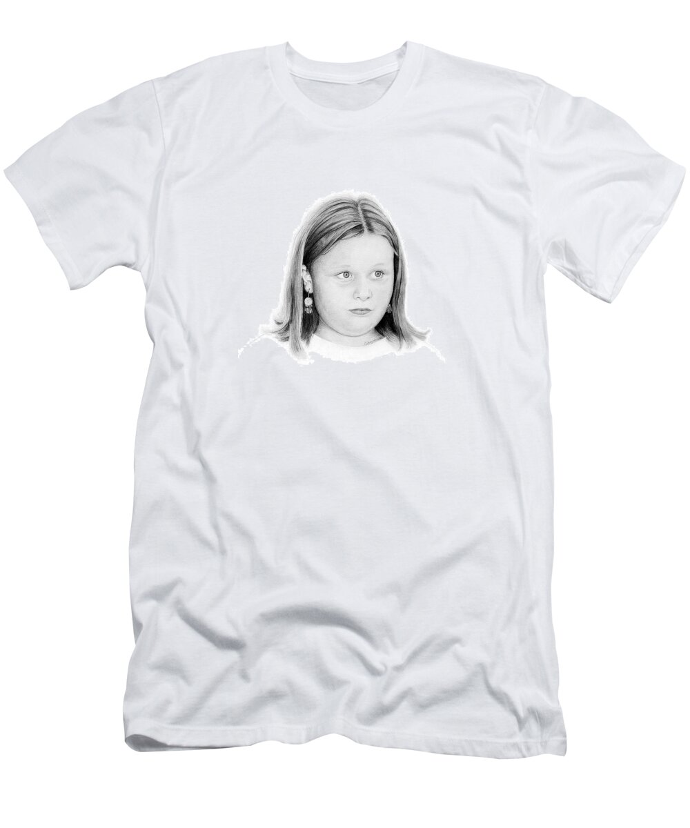 Portrait T-Shirt featuring the drawing Emelie by Conrad Mieschke