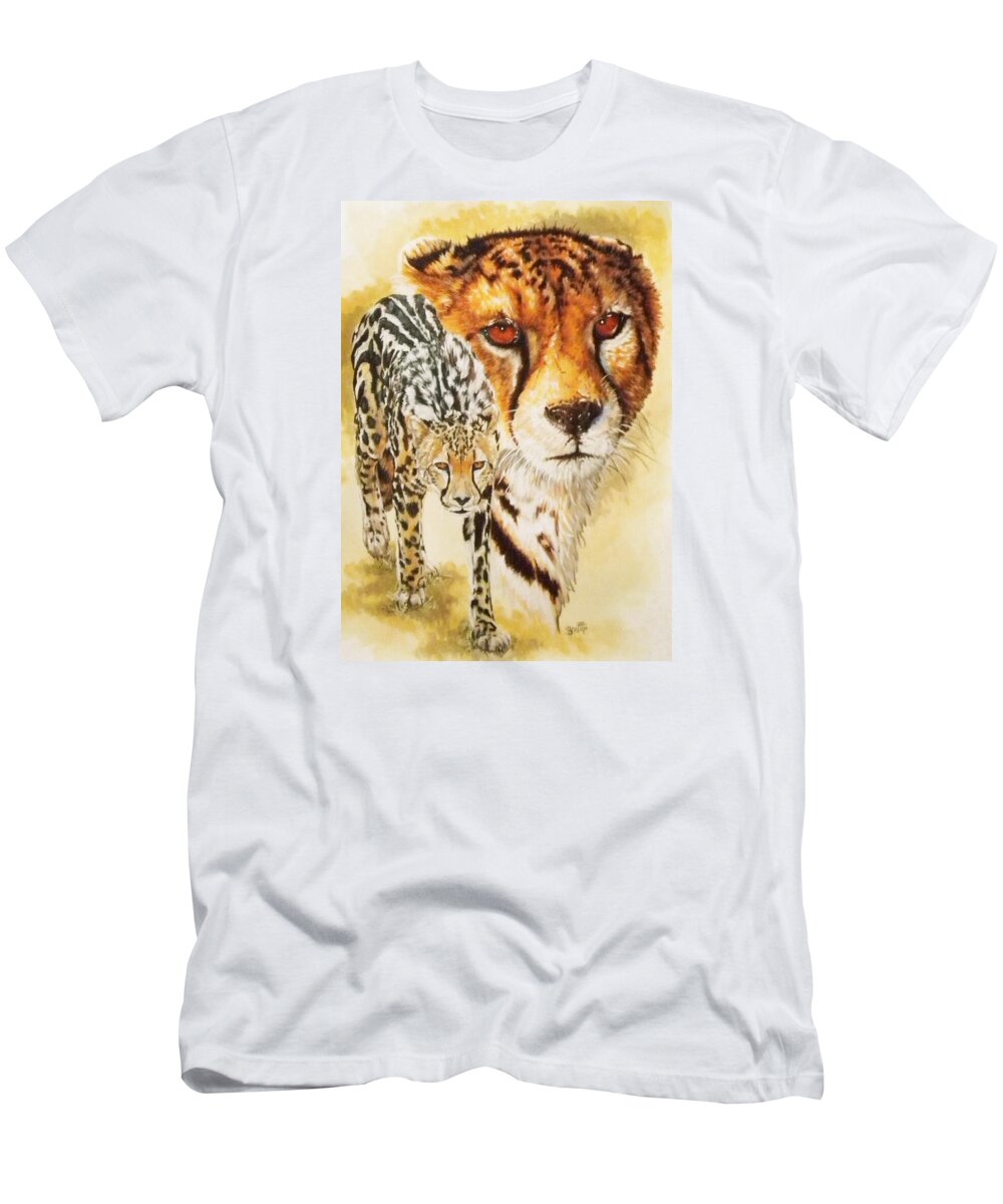 Cheetah T-Shirt featuring the mixed media Eminence by Barbara Keith