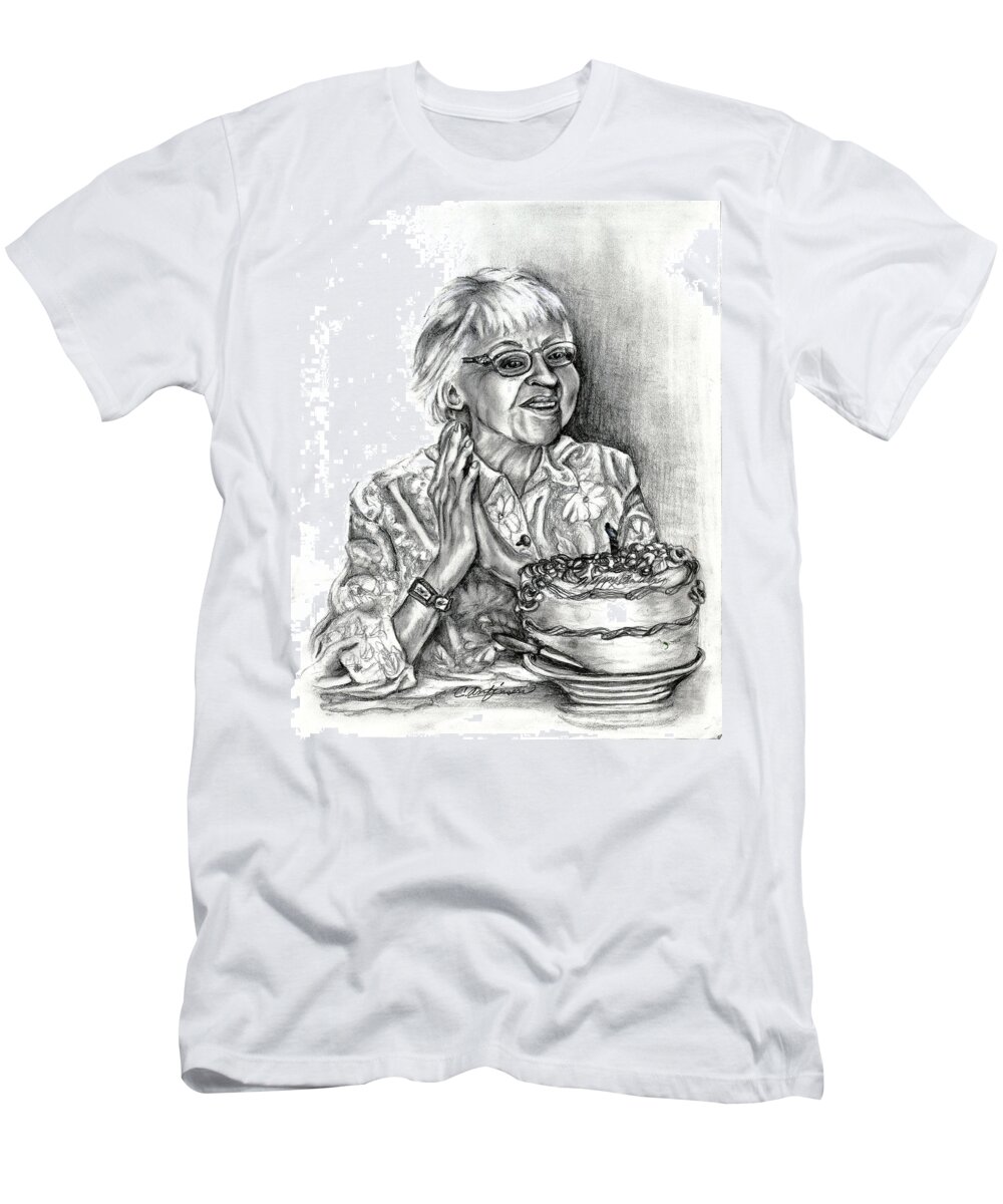 Old Woman T-Shirt featuring the drawing Emma by Carol Allen Anfinsen