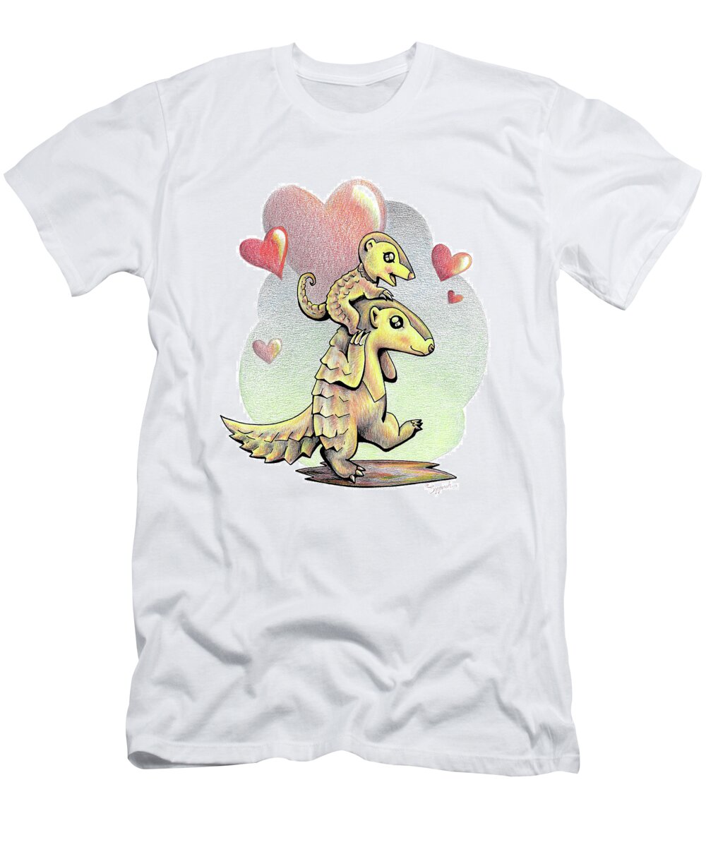 Endangered Animal T-Shirt featuring the drawing Endangered Animal Pangolin by Sipporah Art and Illustration