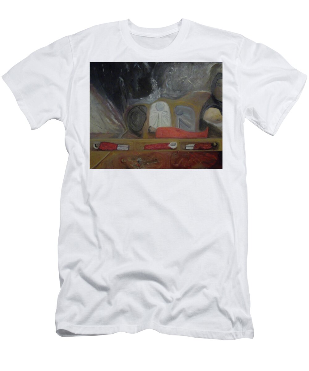 Anguish T-Shirt featuring the painting Endless Anguish by Susan Esbensen